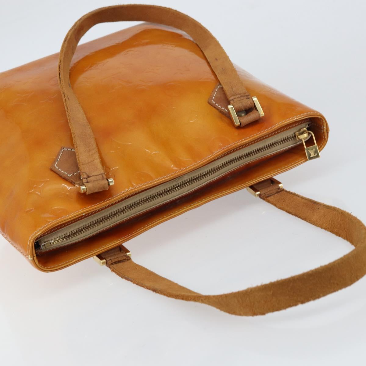 LOUIS VUITTON Monogram Vernis Houston Hand Bag Beige M91004 LV Auth bs31556