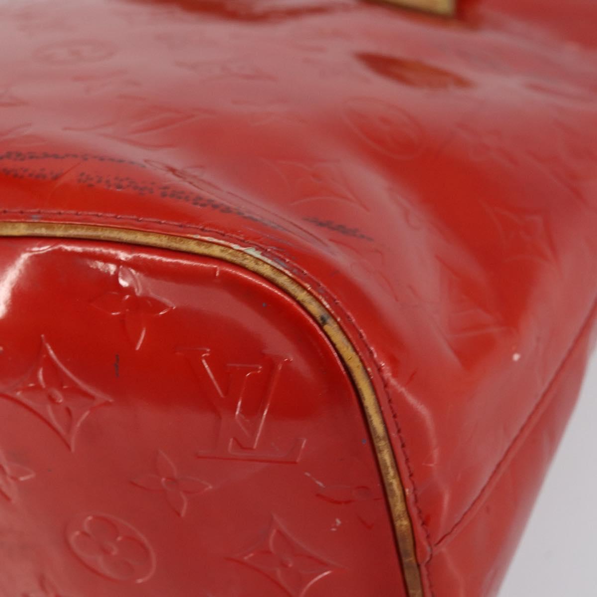 LOUIS VUITTON Monogram Vernis Houston Hand Bag Red M91092 LV Auth bs31560