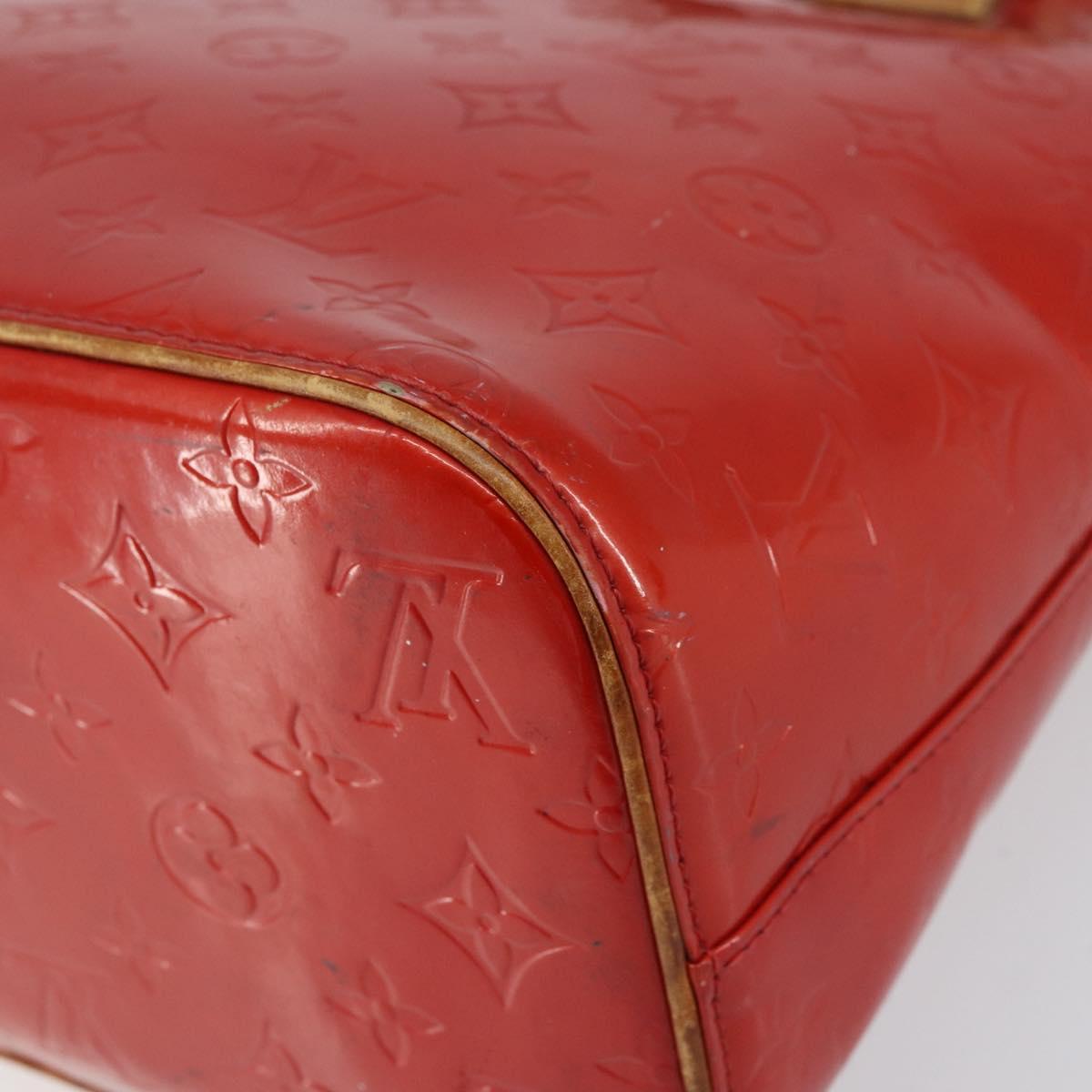 LOUIS VUITTON Monogram Vernis Houston Hand Bag Red M91092 LV Auth bs31560