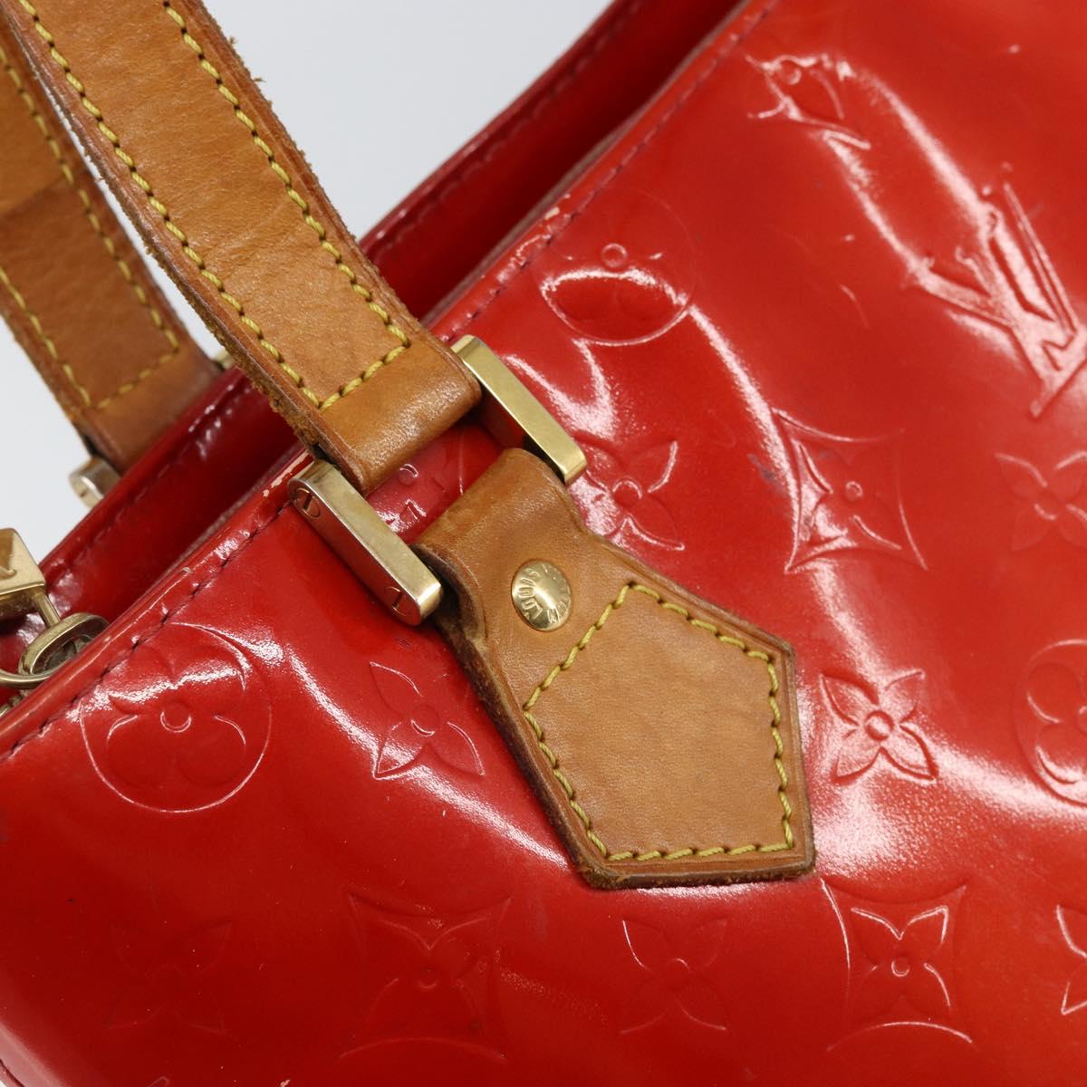 LOUIS VUITTON Monogram Vernis Houston Hand Bag Red M91092 LV Auth bs31560
