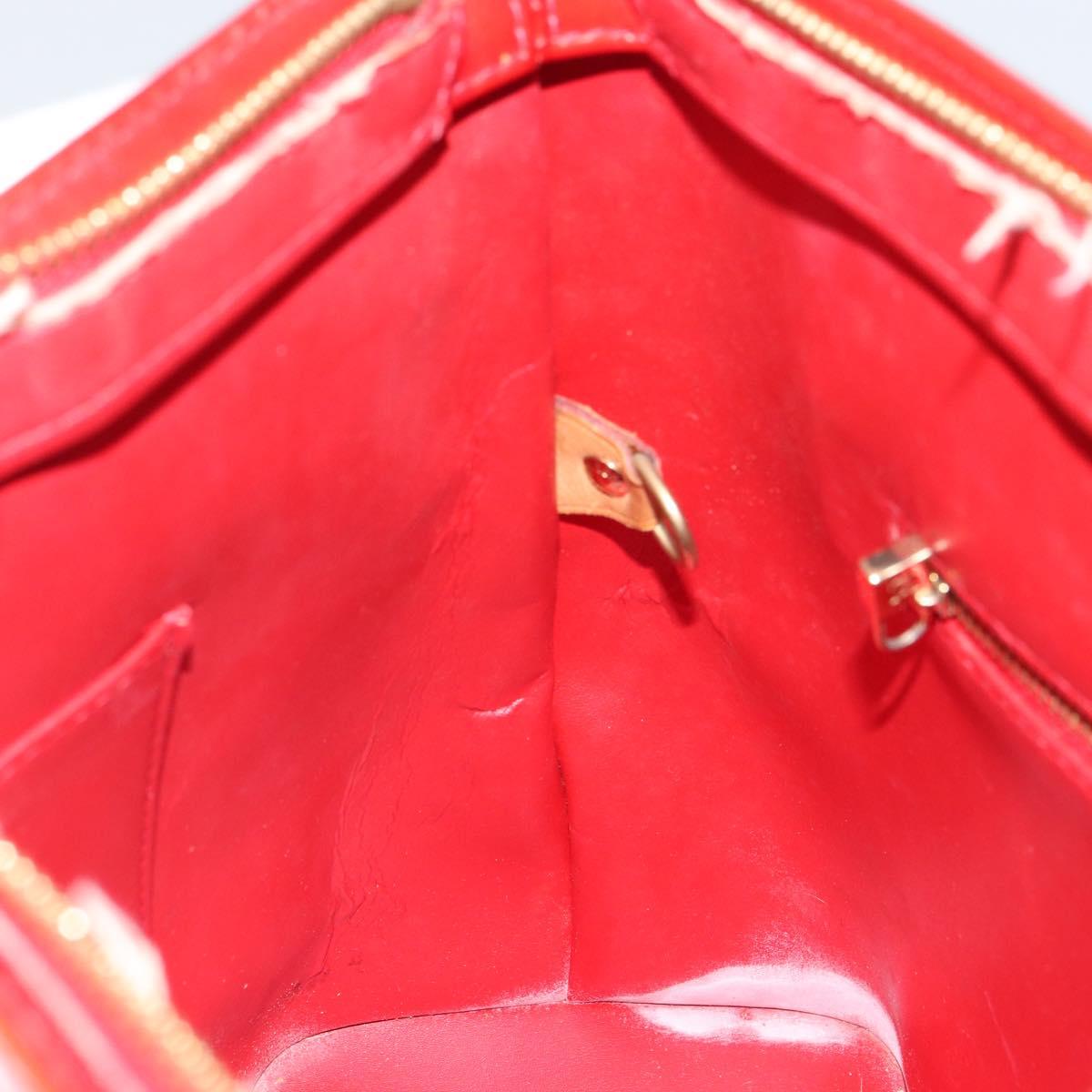 LOUIS VUITTON Monogram Vernis Houston Hand Bag Red M91092 LV Auth bs31560