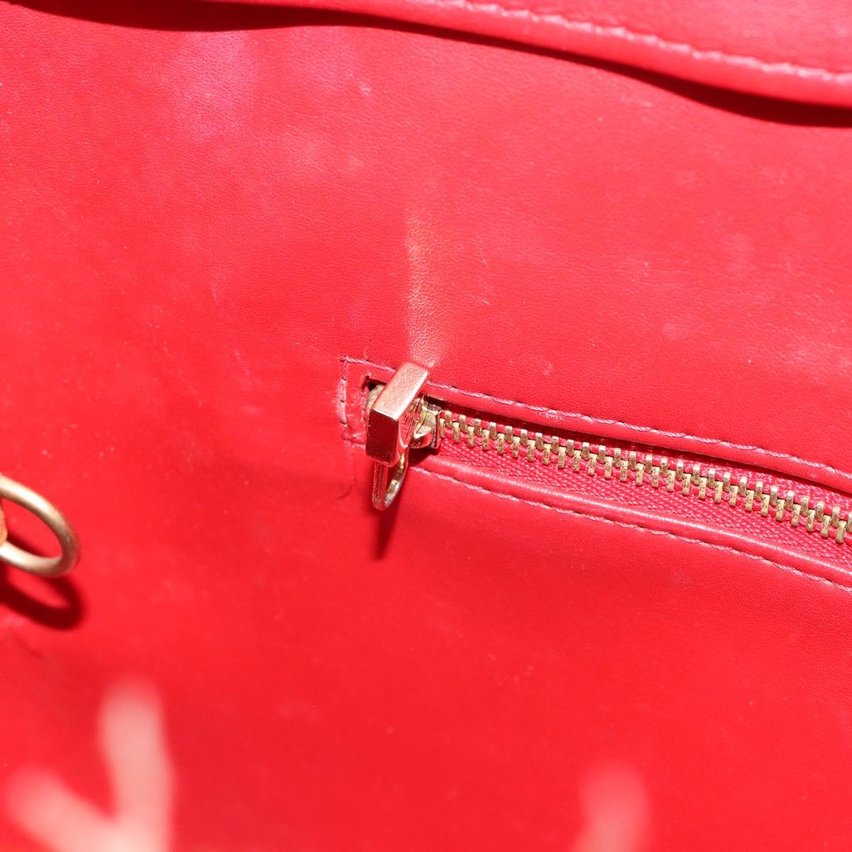 LOUIS VUITTON Monogram Vernis Houston Hand Bag Red M91092 LV Auth bs31560