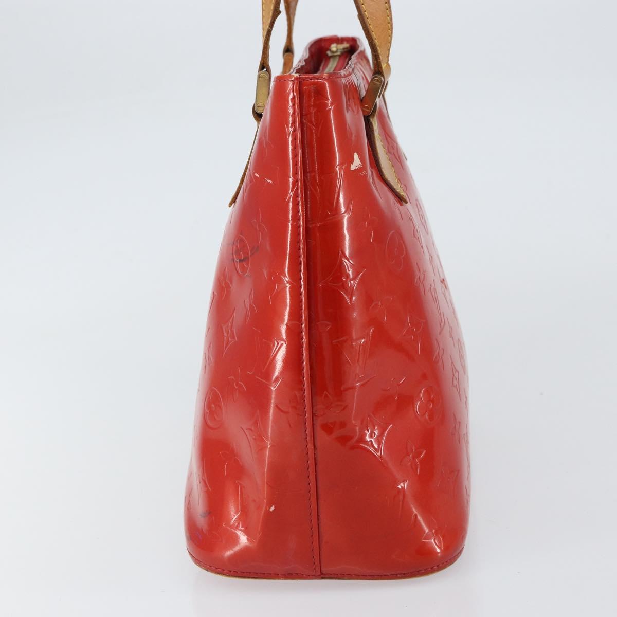 LOUIS VUITTON Monogram Vernis Houston Hand Bag Red M91092 LV Auth bs31560