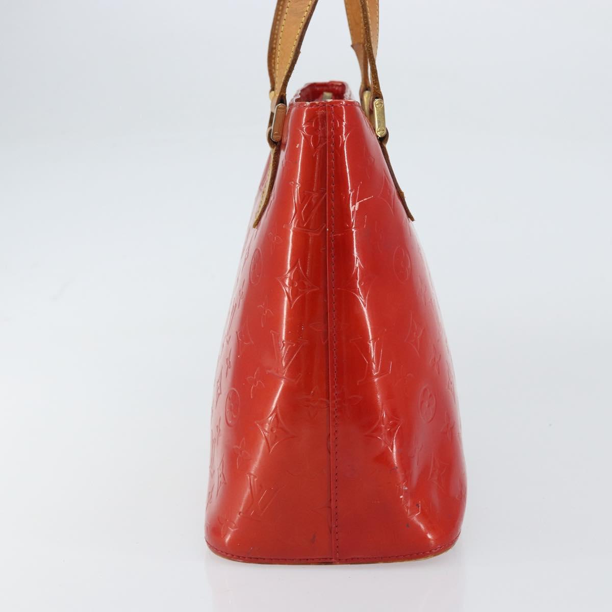LOUIS VUITTON Monogram Vernis Houston Hand Bag Red M91092 LV Auth bs31560