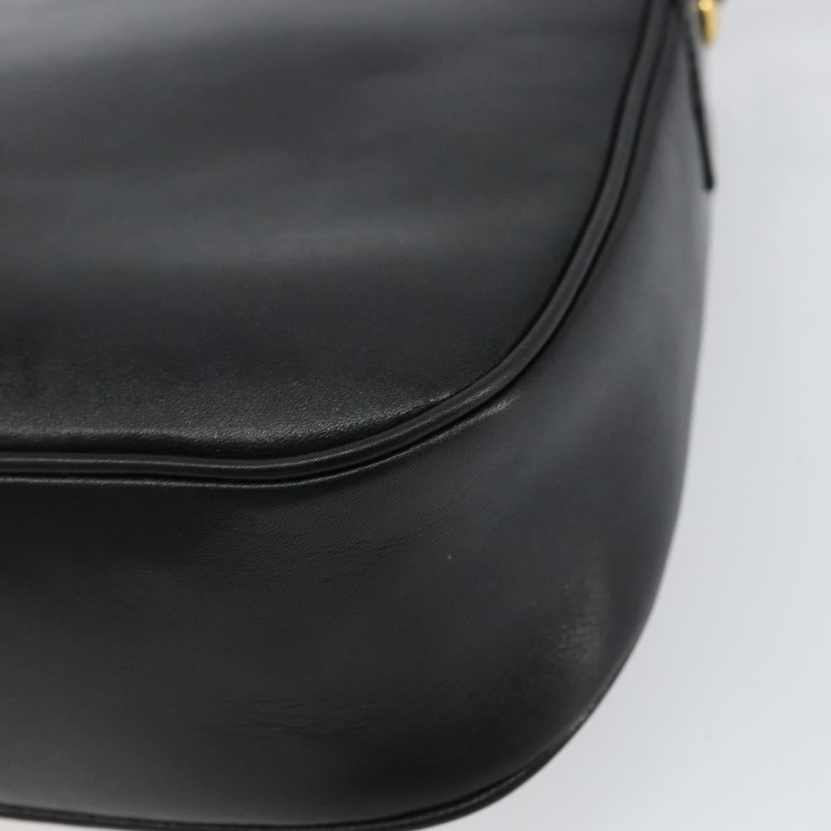 GIVENCHY Shoulder Bag Leather Black Gold Auth bs31564