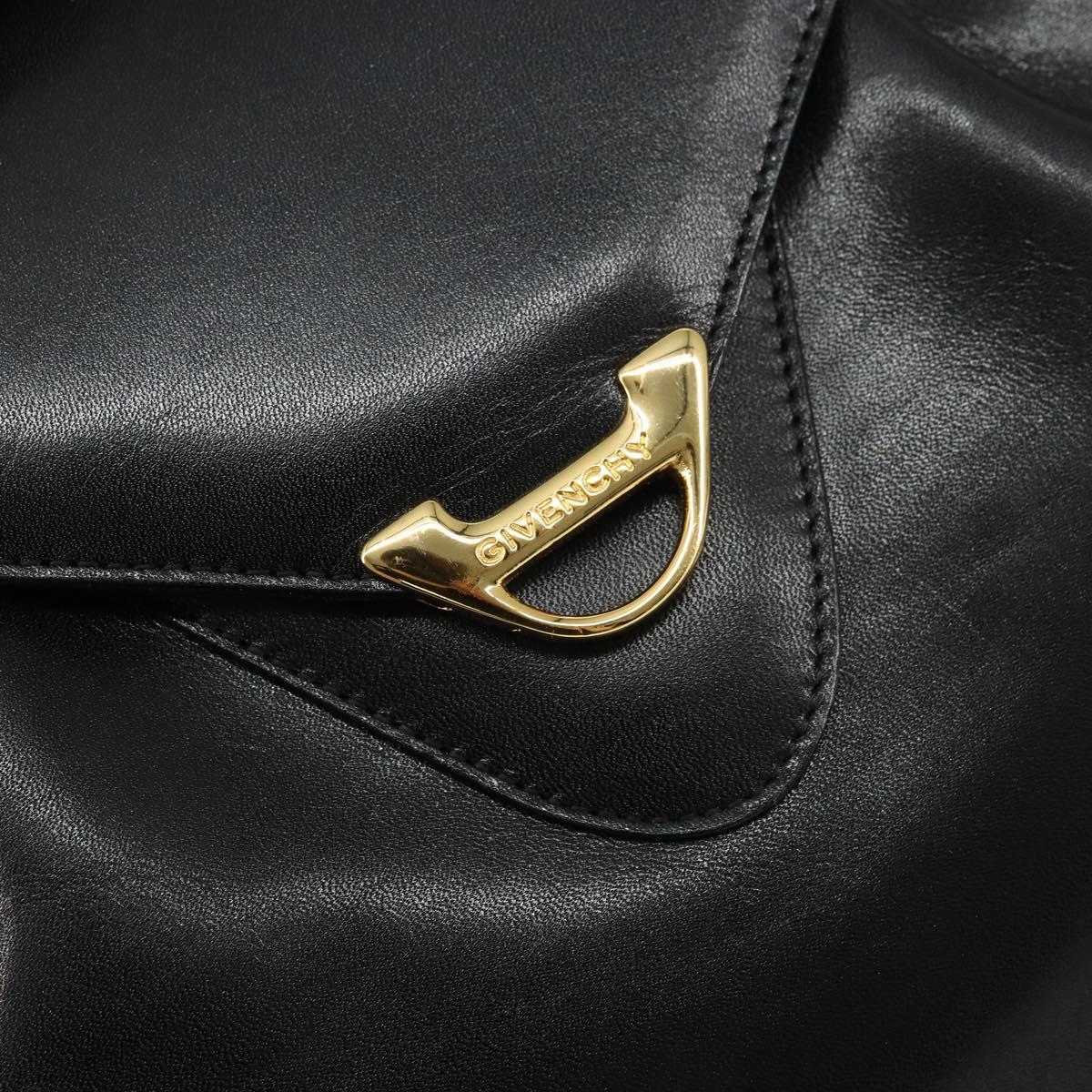 GIVENCHY Shoulder Bag Leather Black Gold Auth bs31564
