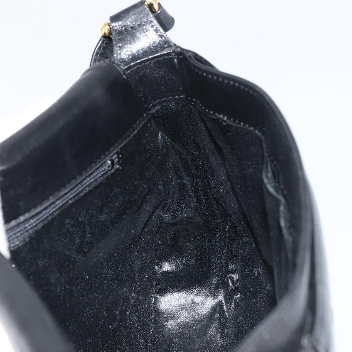 GIVENCHY Shoulder Bag Leather Black Gold Auth bs31564