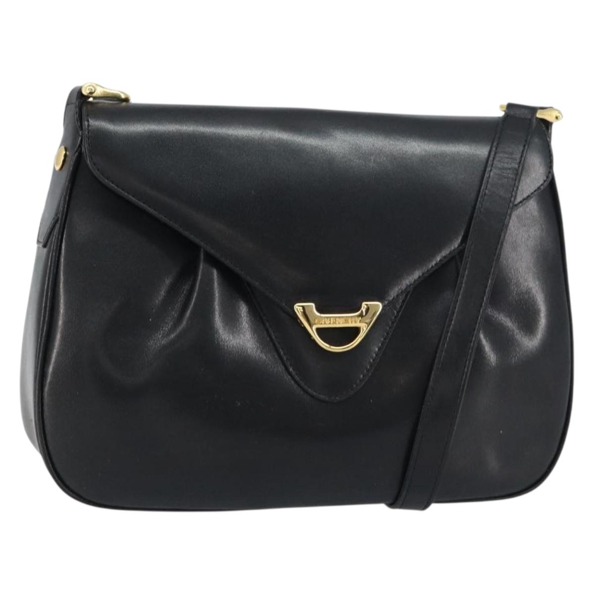 GIVENCHY Shoulder Bag Leather Black Gold Auth bs31564