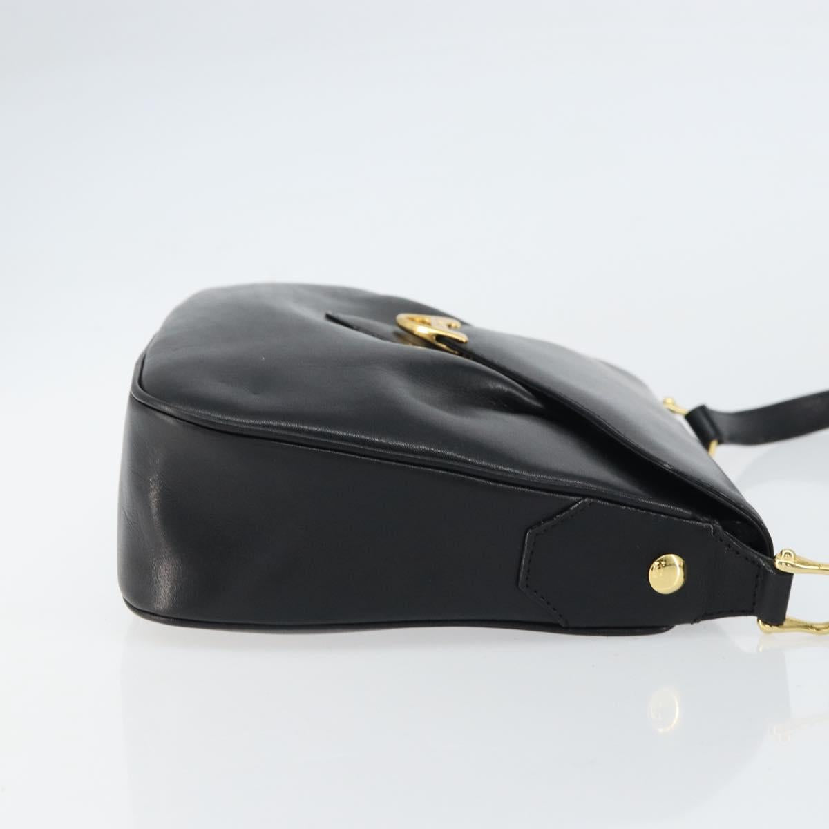 GIVENCHY Shoulder Bag Leather Black Gold Auth bs31564