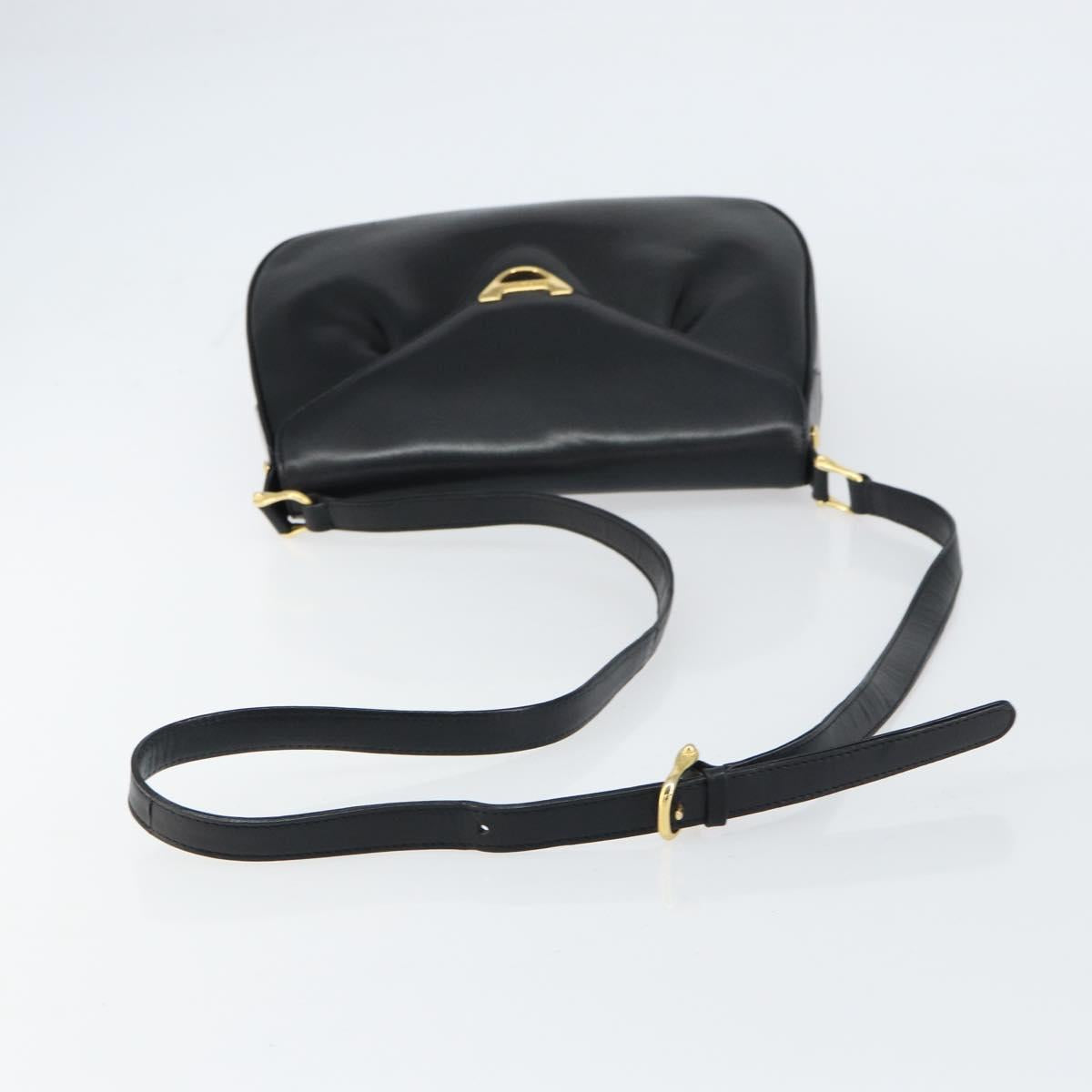 GIVENCHY Shoulder Bag Leather Black Gold Auth bs31564