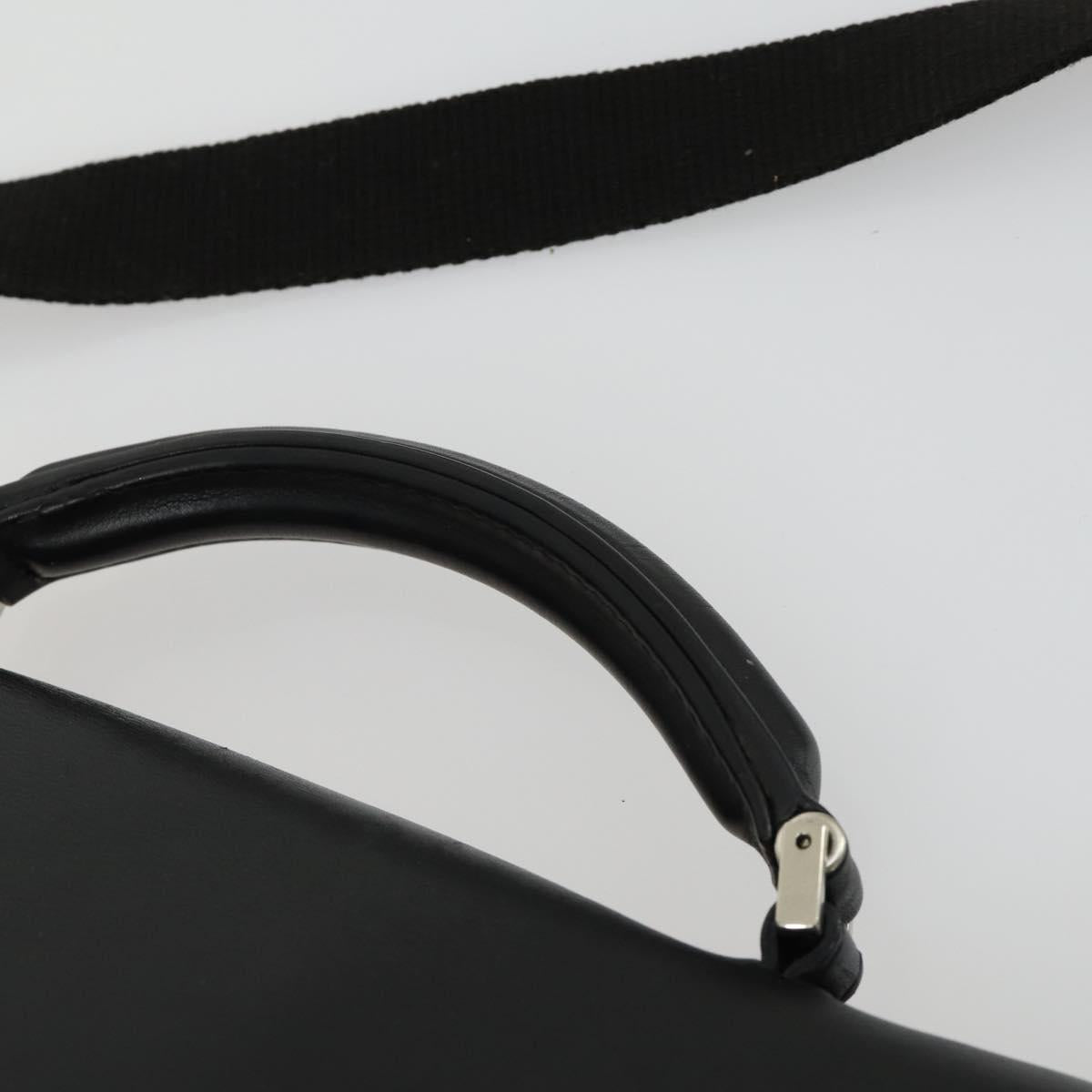 Gianni Versace Business Bag Nylon Leather 2way Black Silver Auth bs31565