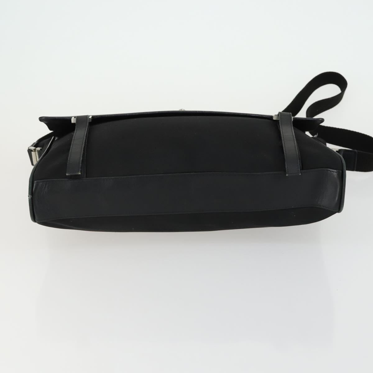 Gianni Versace Business Bag Nylon Leather 2way Black Silver Auth bs31565