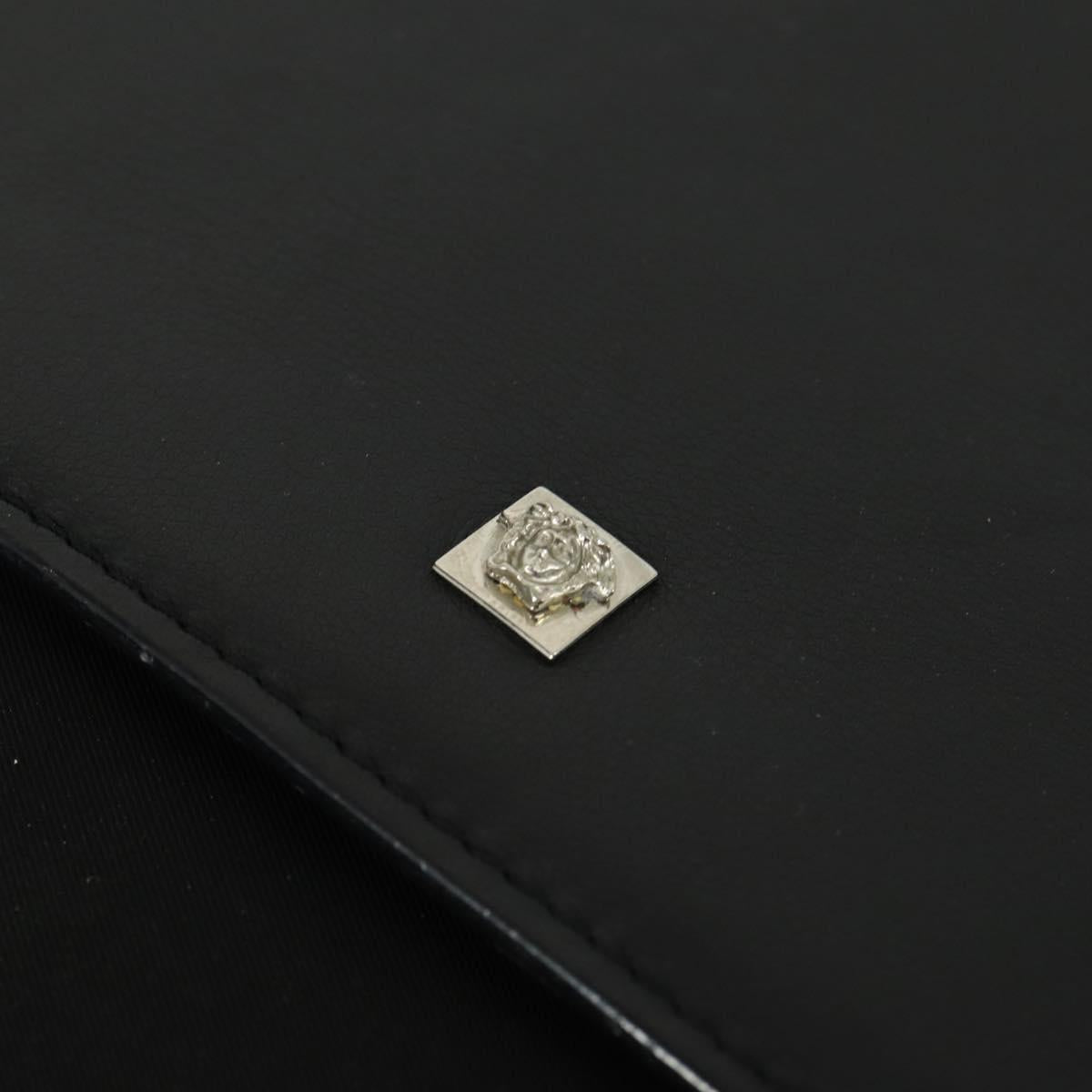 Gianni Versace Business Bag Nylon Leather 2way Black Silver Auth bs31565