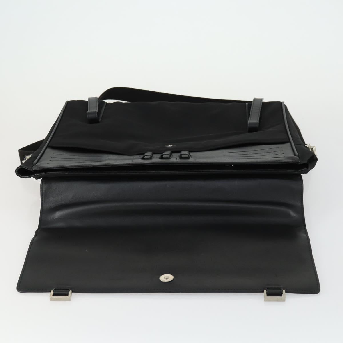 Gianni Versace Business Bag Nylon Leather 2way Black Silver Auth bs31565