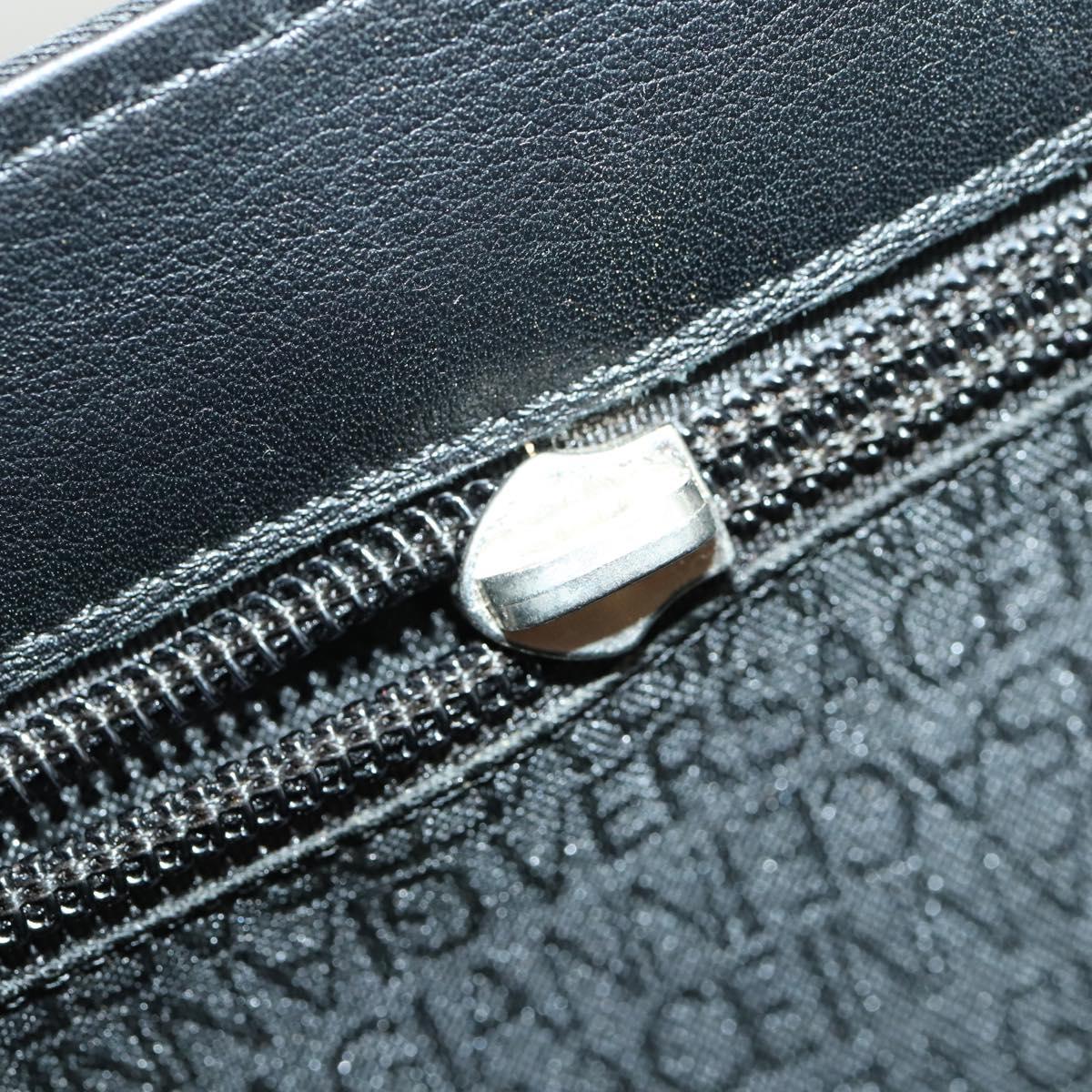 Gianni Versace Business Bag Nylon Leather 2way Black Silver Auth bs31565