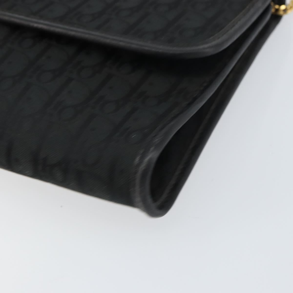 Christian Dior Trotter Canvas Chain Shoulder Bag Black Gold Auth bs31567