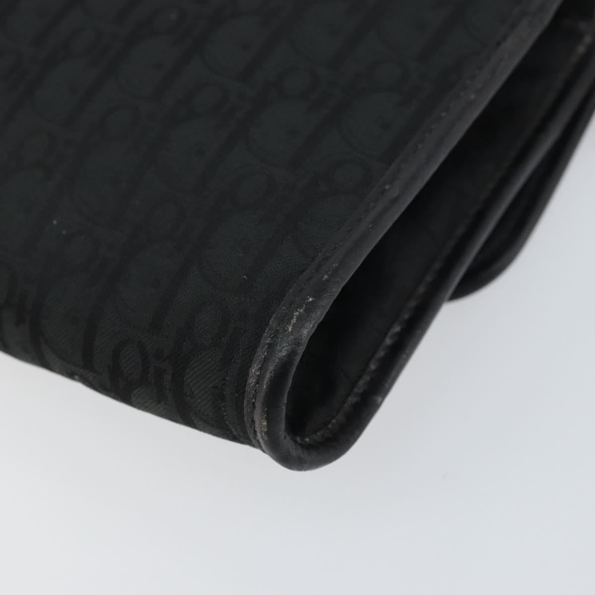 Christian Dior Trotter Canvas Chain Shoulder Bag Black Gold Auth bs31567