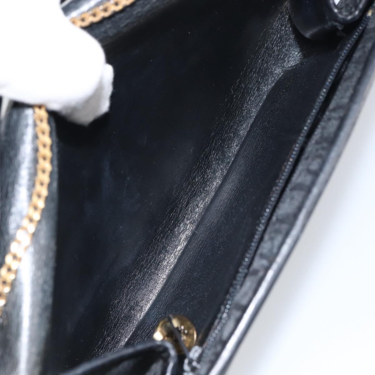 Christian Dior Trotter Canvas Chain Shoulder Bag Black Gold Auth bs31567