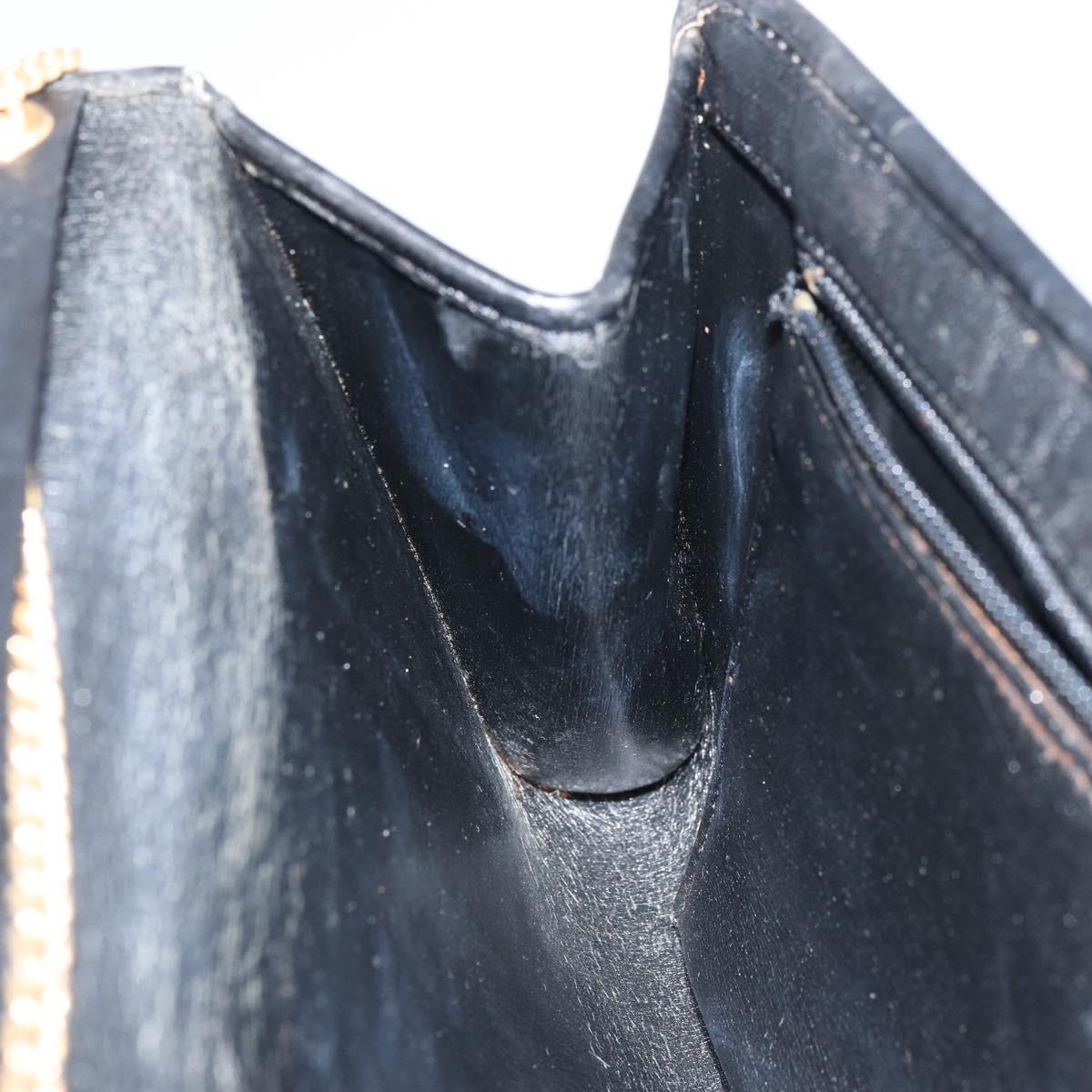 Christian Dior Trotter Canvas Chain Shoulder Bag Black Gold Auth bs31567