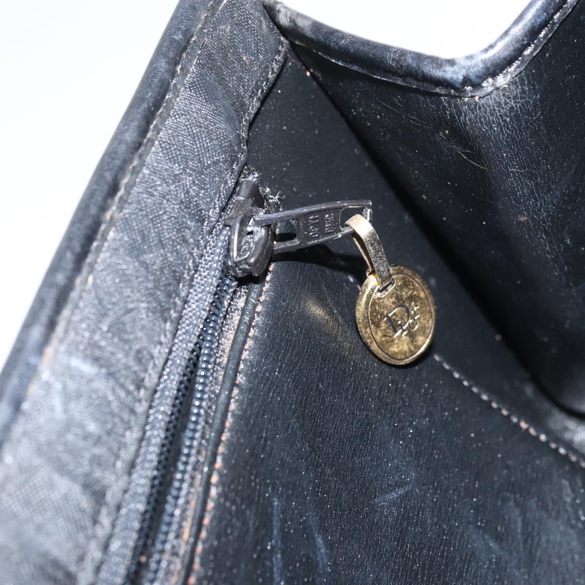 Christian Dior Trotter Canvas Chain Shoulder Bag Black Gold Auth bs31567