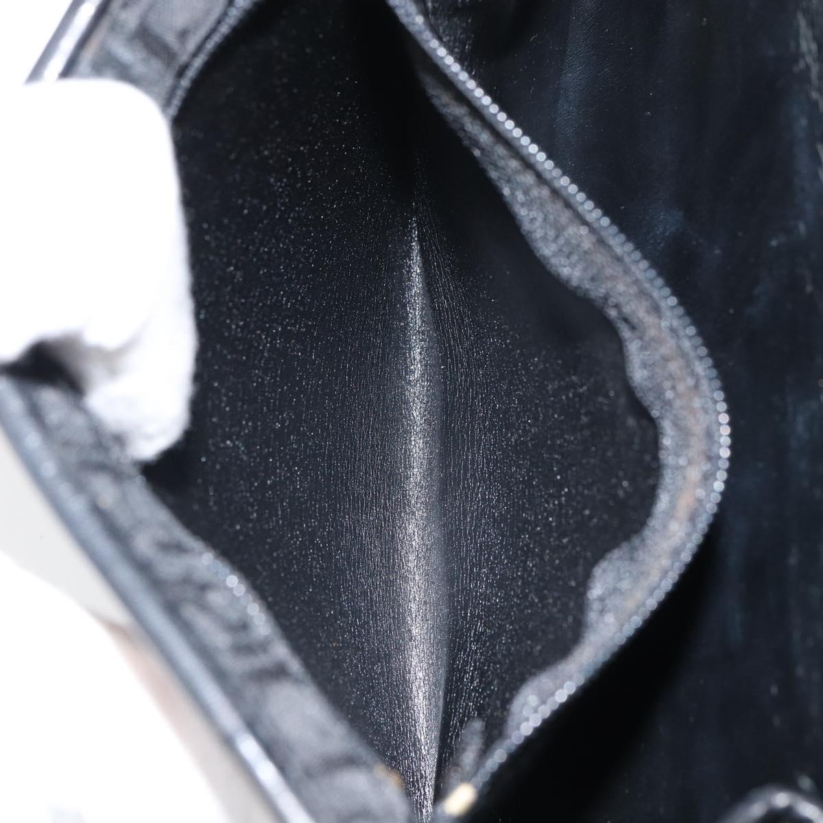 Christian Dior Trotter Canvas Chain Shoulder Bag Black Gold Auth bs31567