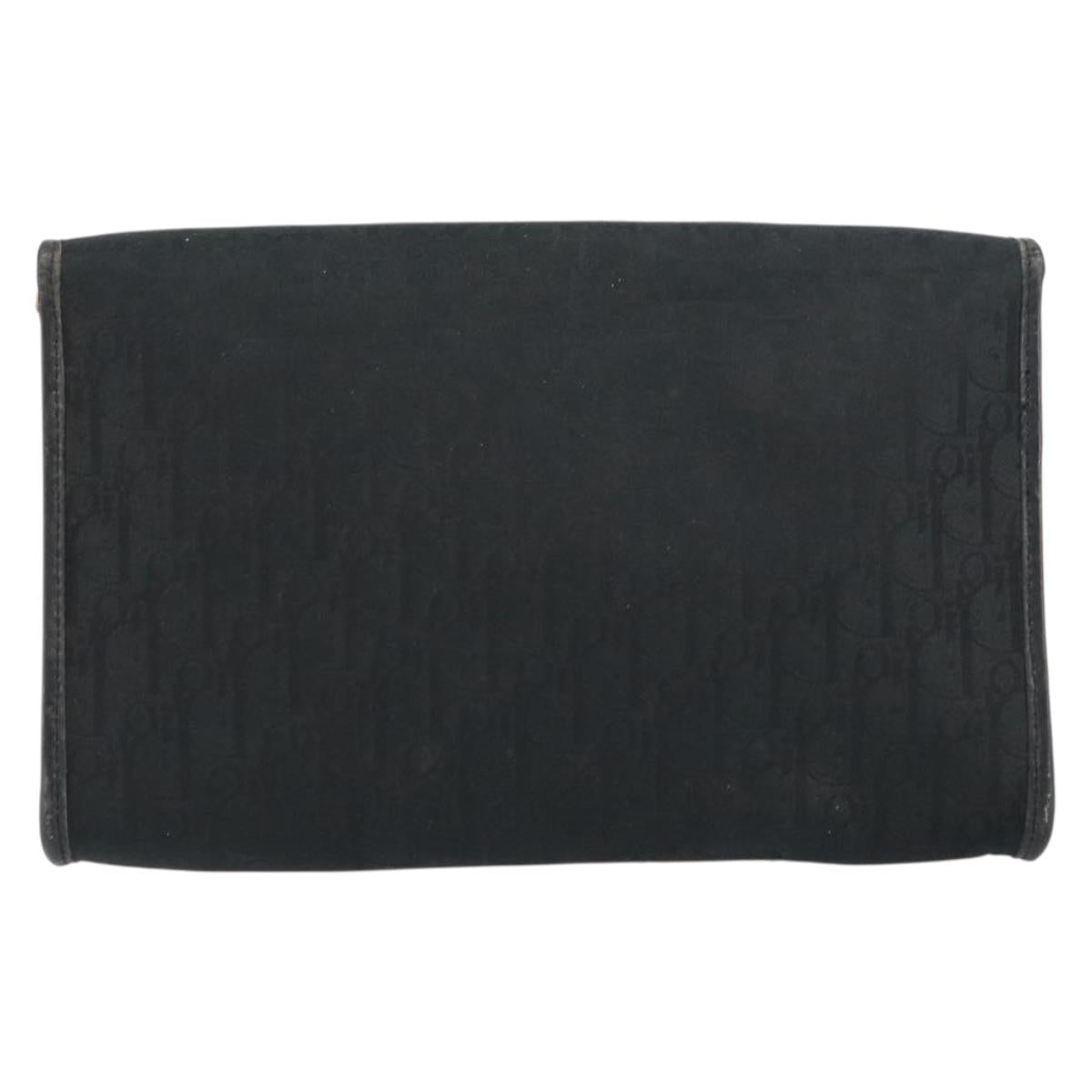 Christian Dior Trotter Canvas Chain Shoulder Bag Black Gold Auth bs31567