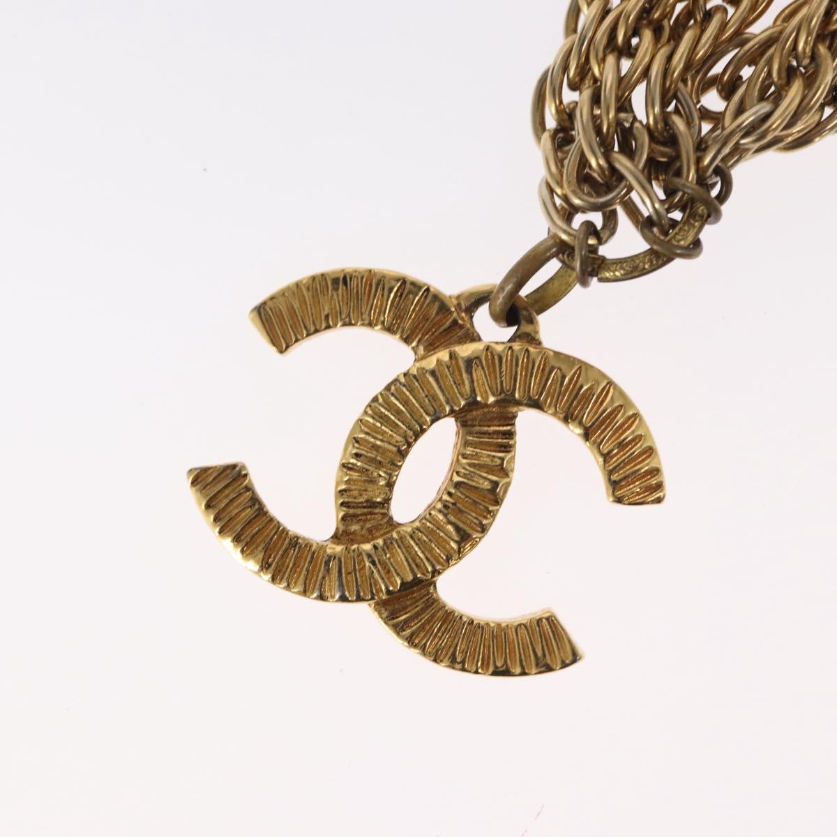 CHANEL Necklace metal Gold Tone CC Auth bs31569