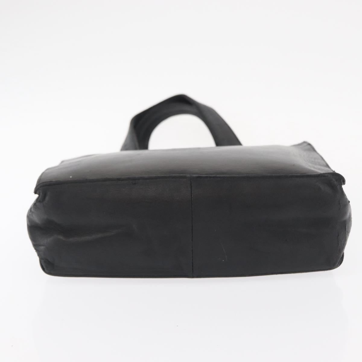 CHANEL Camelia Tote Bag Lamb Skin Black Silver CC Auth bs31571
