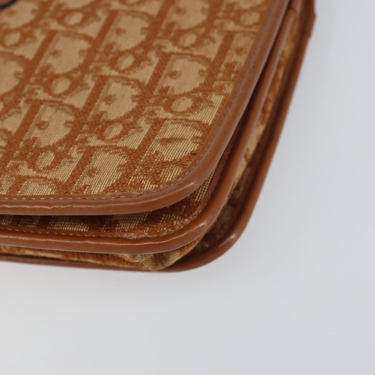 Christian Dior Trotter Canvas Shoulder Bag Brown Gold Auth bs31572