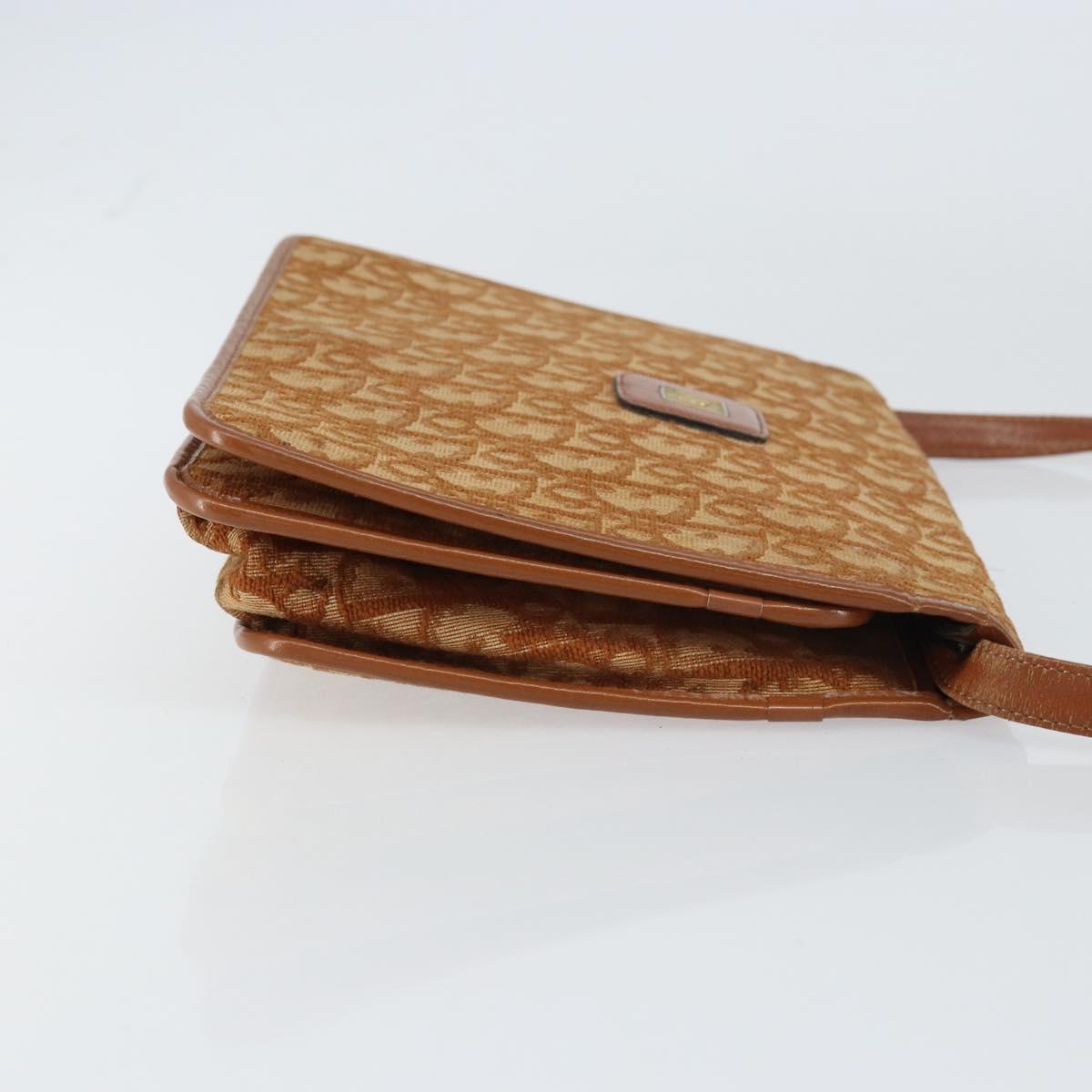 Christian Dior Trotter Canvas Shoulder Bag Brown Gold Auth bs31572