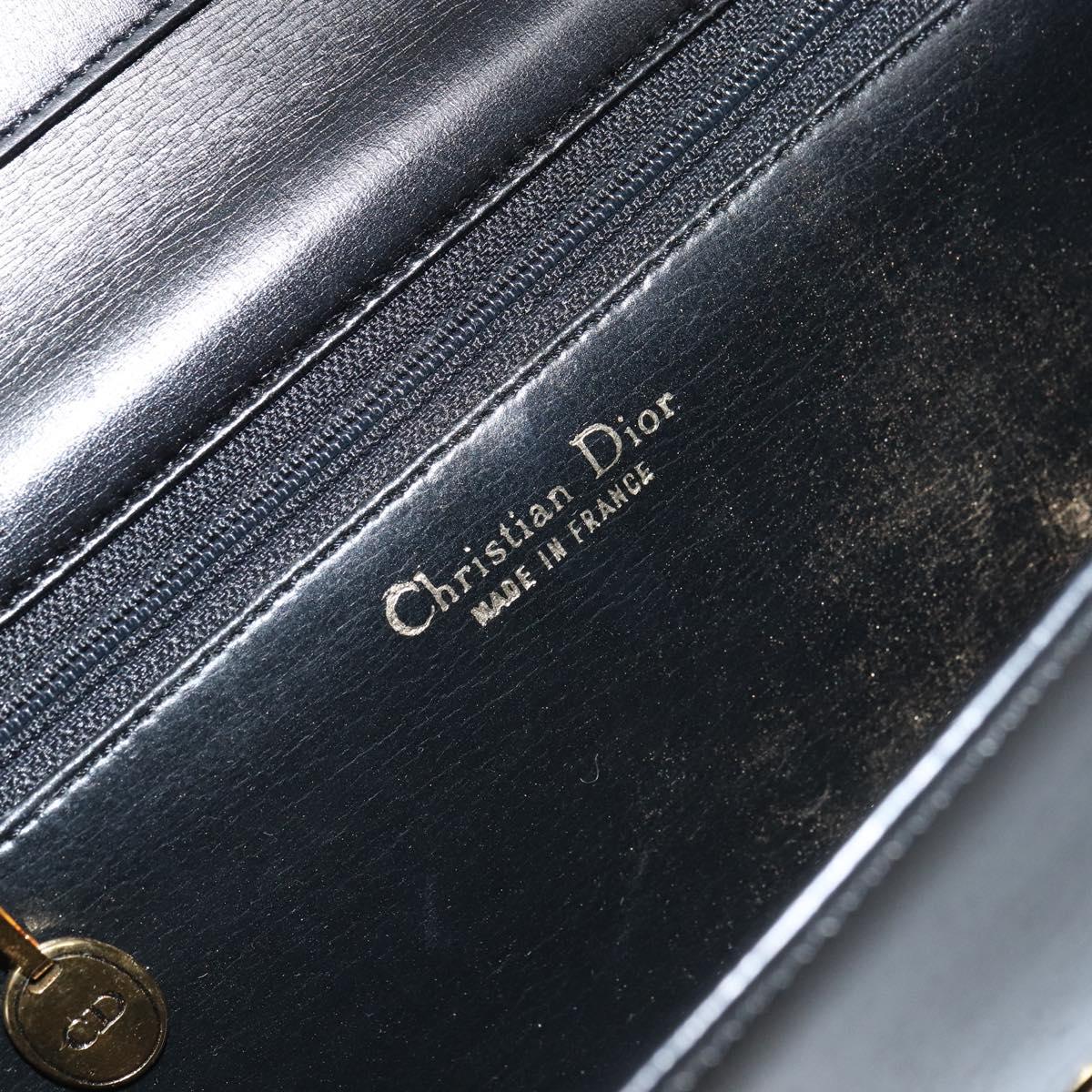 Christian Dior Shoulder Bag Leather Black Gold Auth bs31574