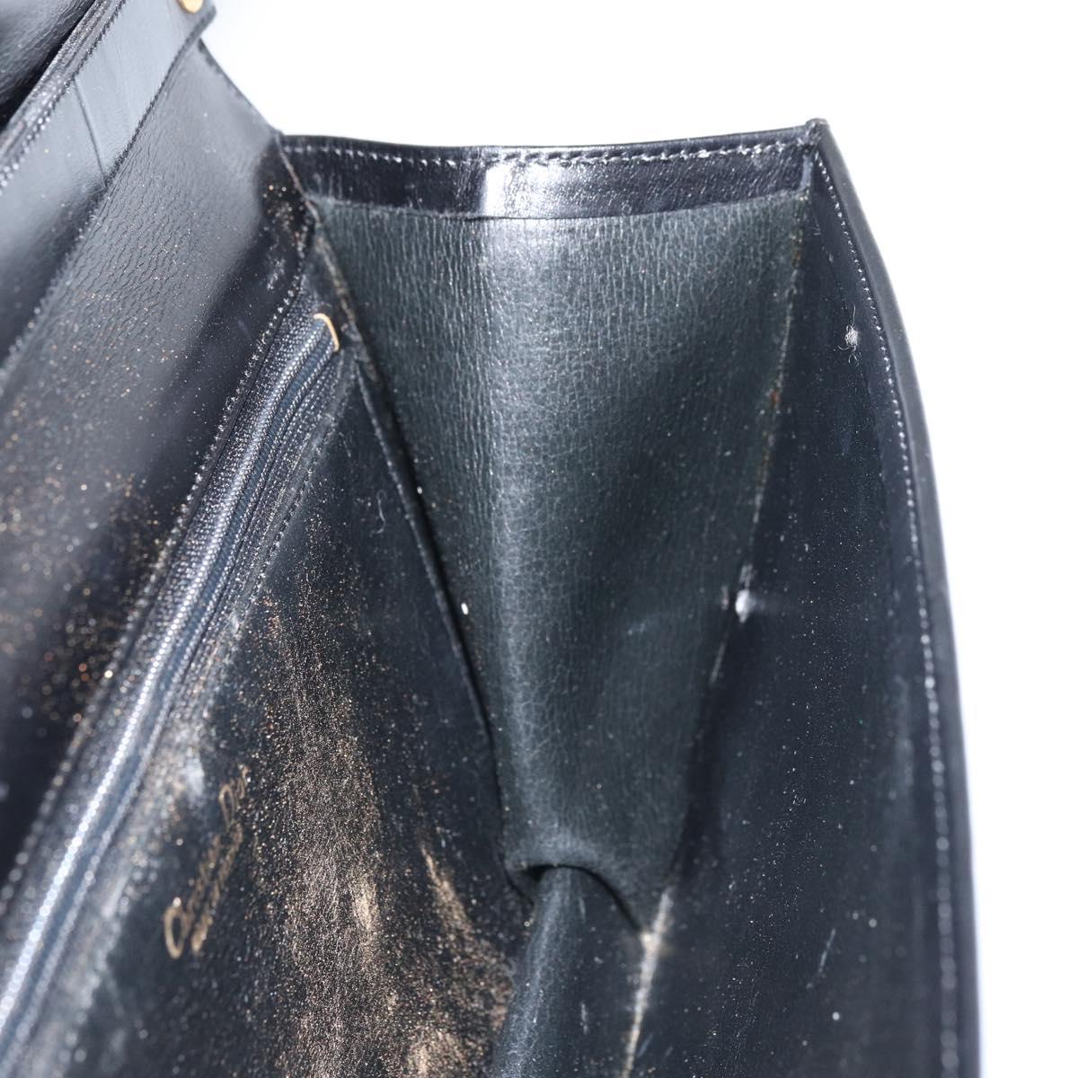 Christian Dior Shoulder Bag Leather Black Gold Auth bs31574