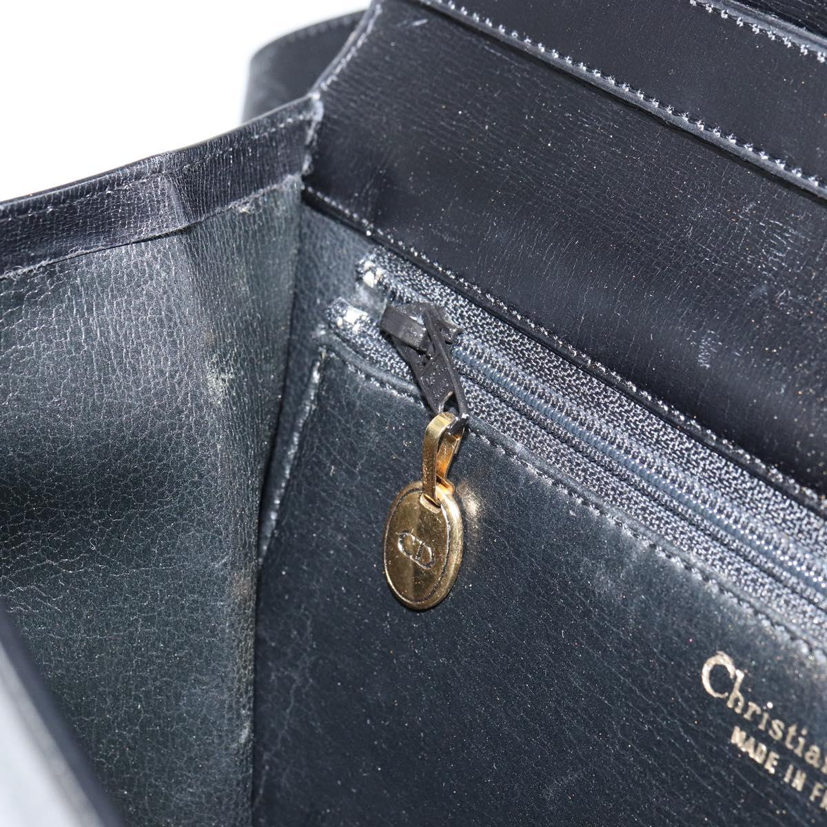 Christian Dior Shoulder Bag Leather Black Gold Auth bs31574