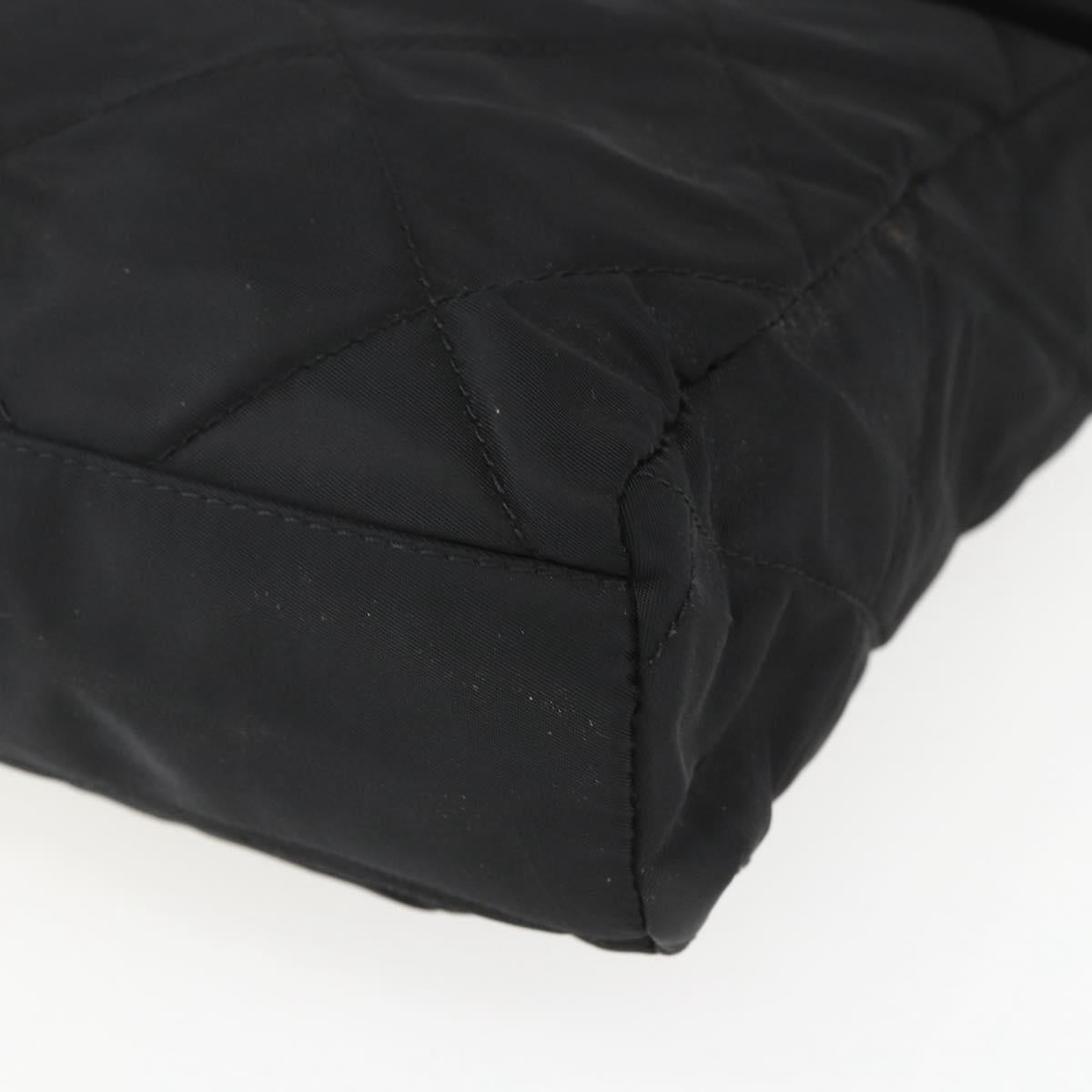 PRADA Quilted Chain Tote Bag Nylon Black Gold Auth bs31575