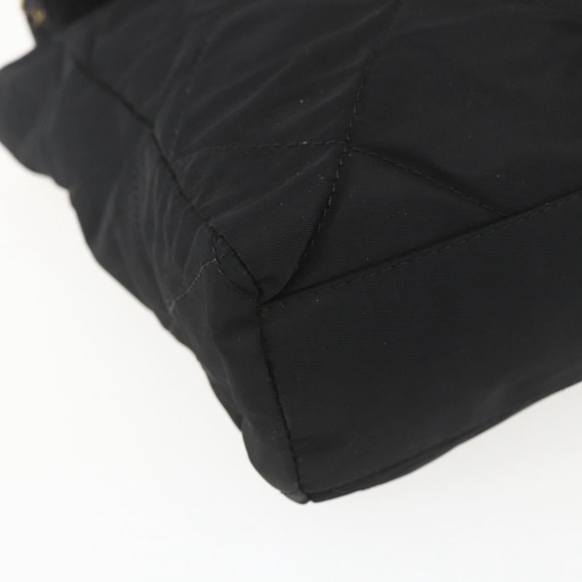 PRADA Quilted Chain Tote Bag Nylon Black Gold Auth bs31575