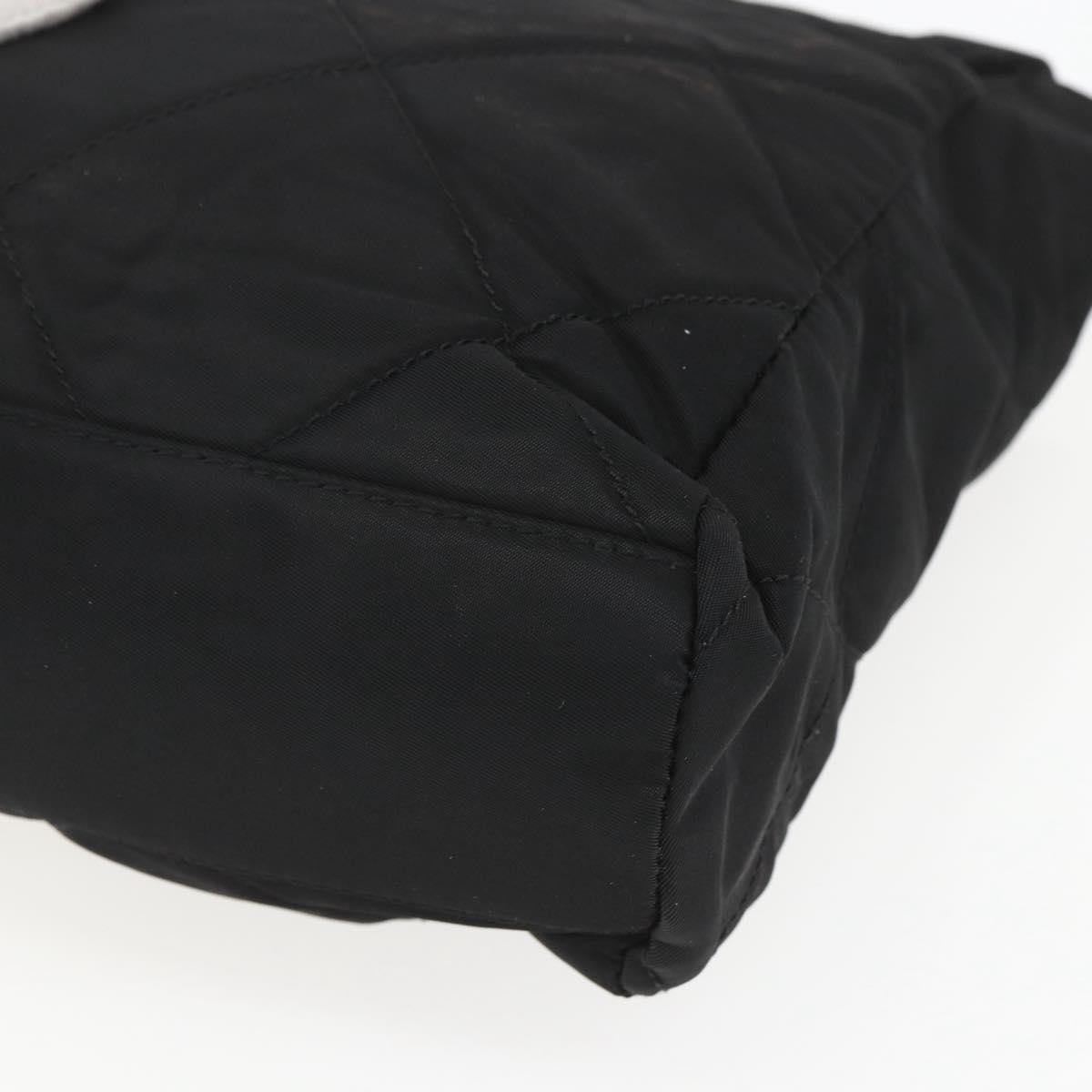 PRADA Quilted Chain Tote Bag Nylon Black Gold Auth bs31575