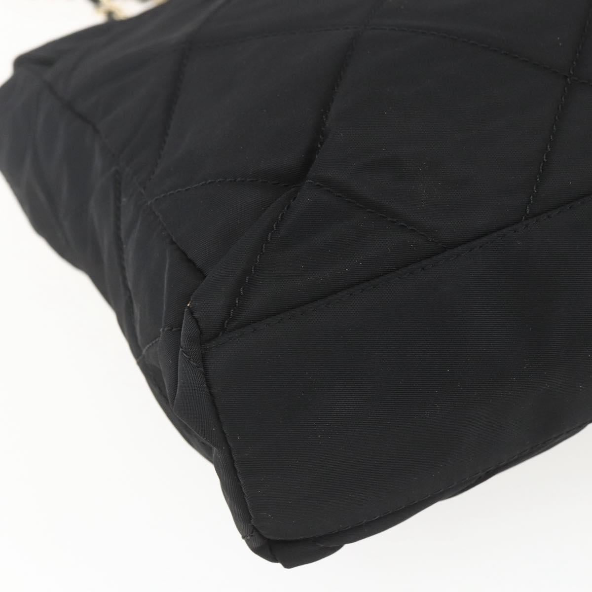 PRADA Quilted Chain Tote Bag Nylon Black Gold Auth bs31575