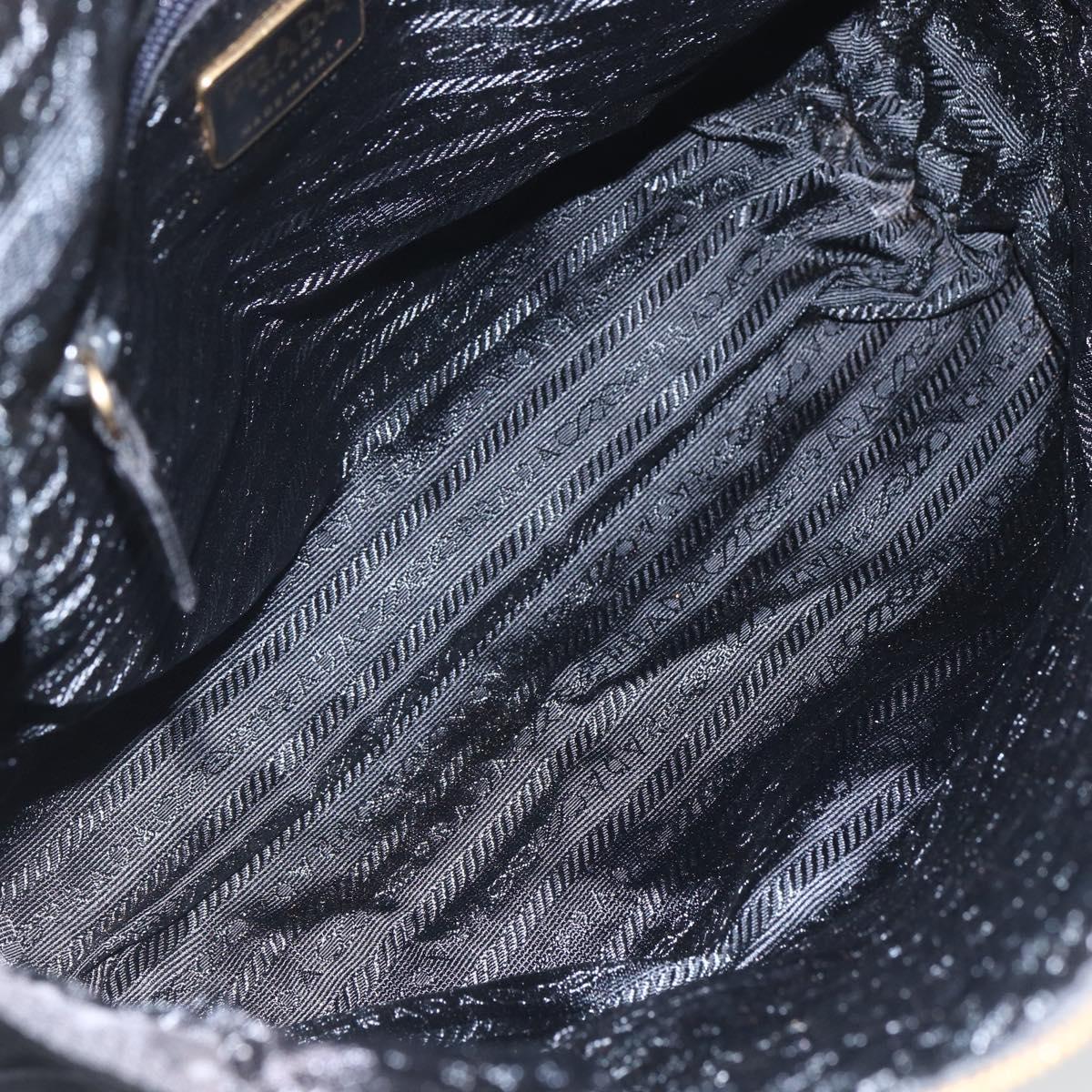 PRADA Quilted Chain Tote Bag Nylon Black Gold Auth bs31575