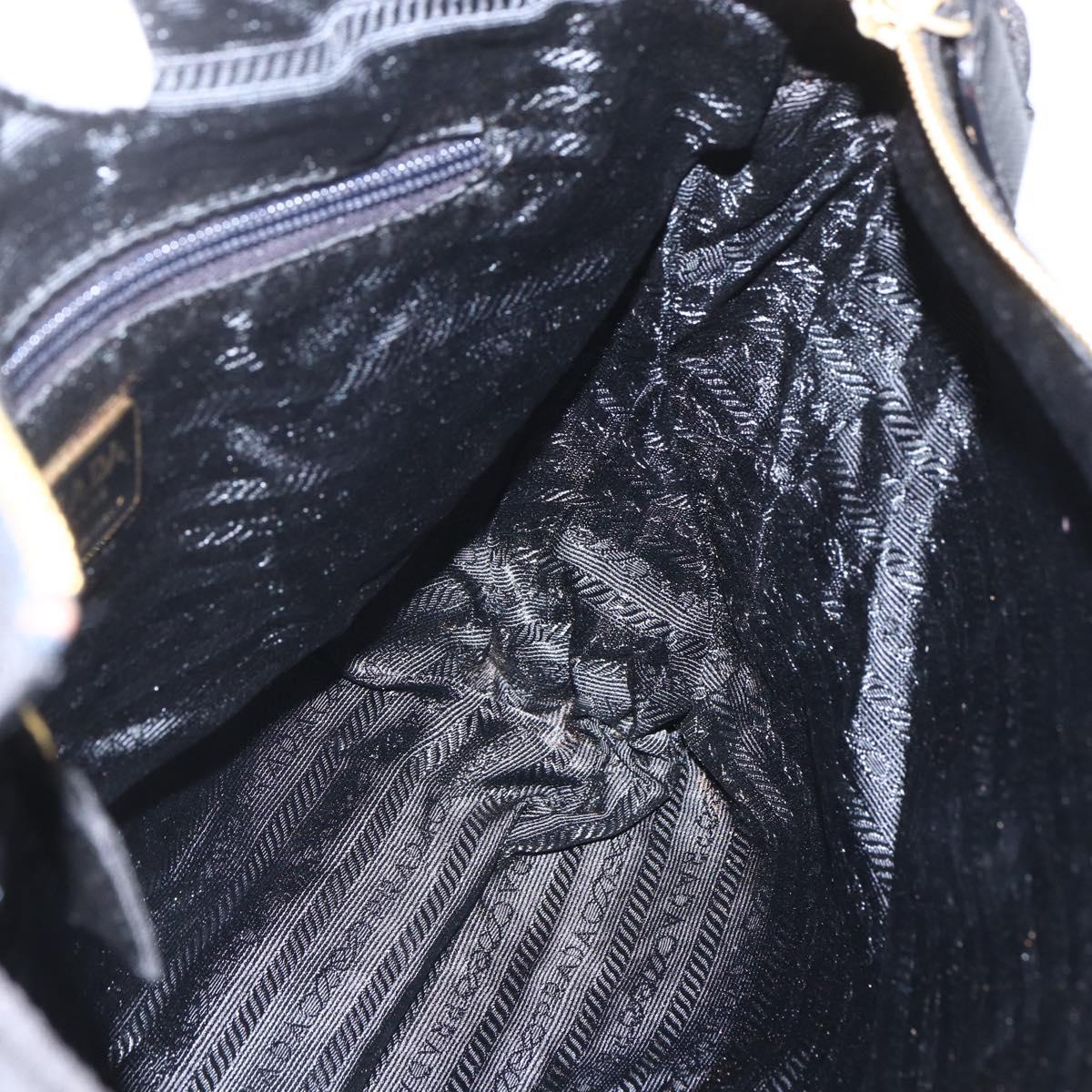 PRADA Quilted Chain Tote Bag Nylon Black Gold Auth bs31575