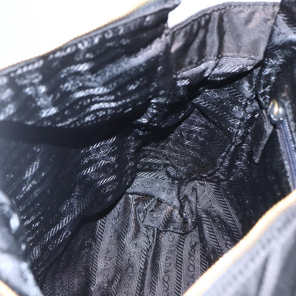 PRADA Quilted Chain Tote Bag Nylon Black Gold Auth bs31575