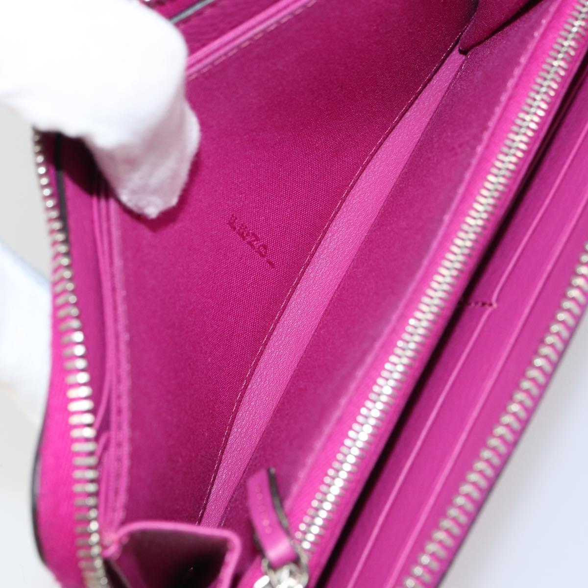 FENDI Zip Around Long Wallet Leather Pink Navy Auth bs31576