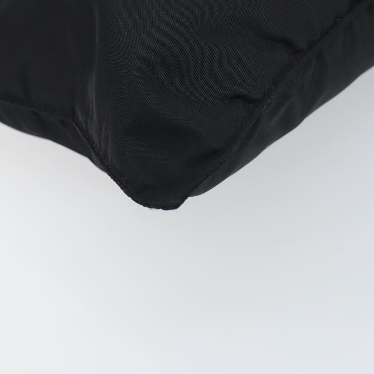 PRADA Tote Bag Nylon Black Silver Auth bs31578