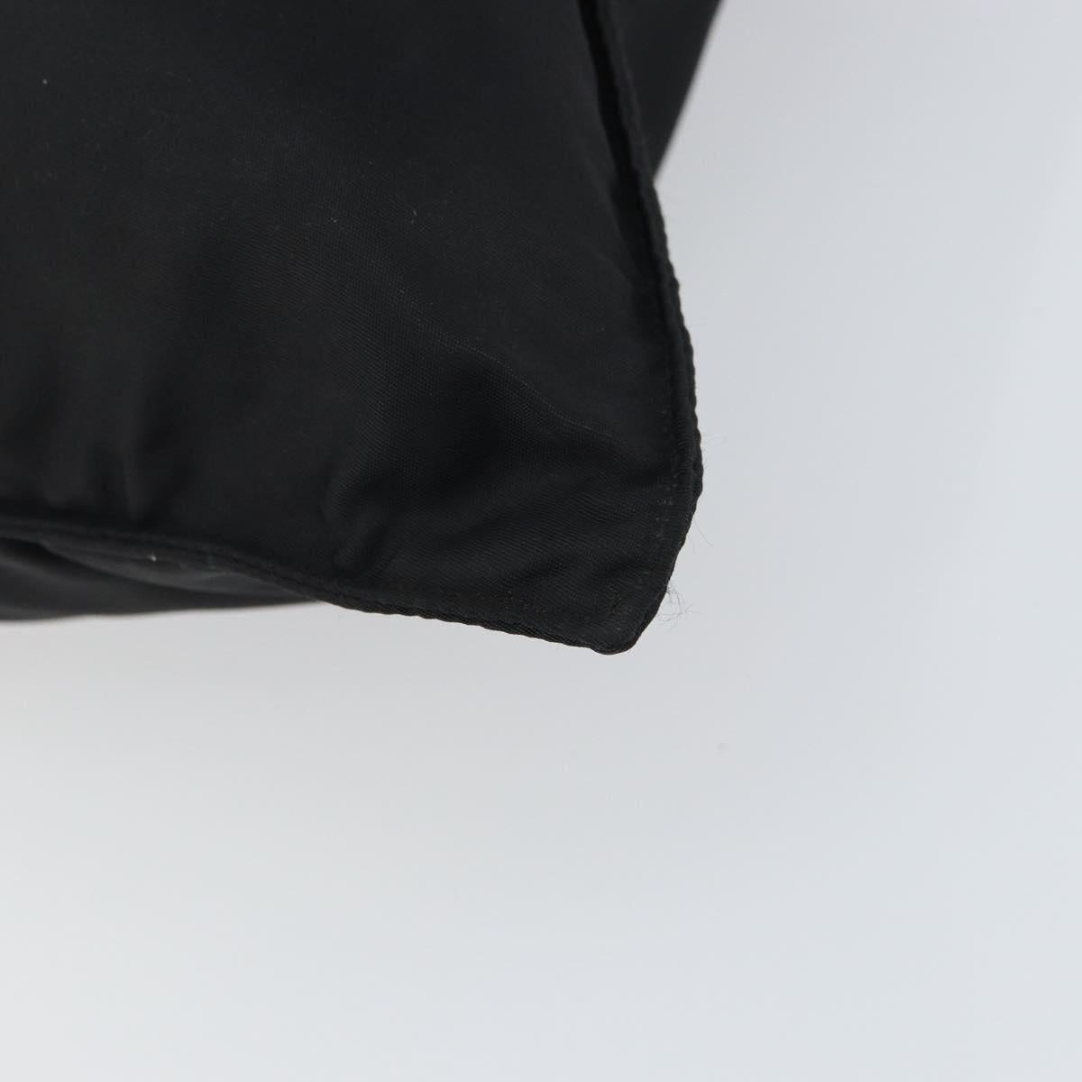 PRADA Tote Bag Nylon Black Silver Auth bs31578