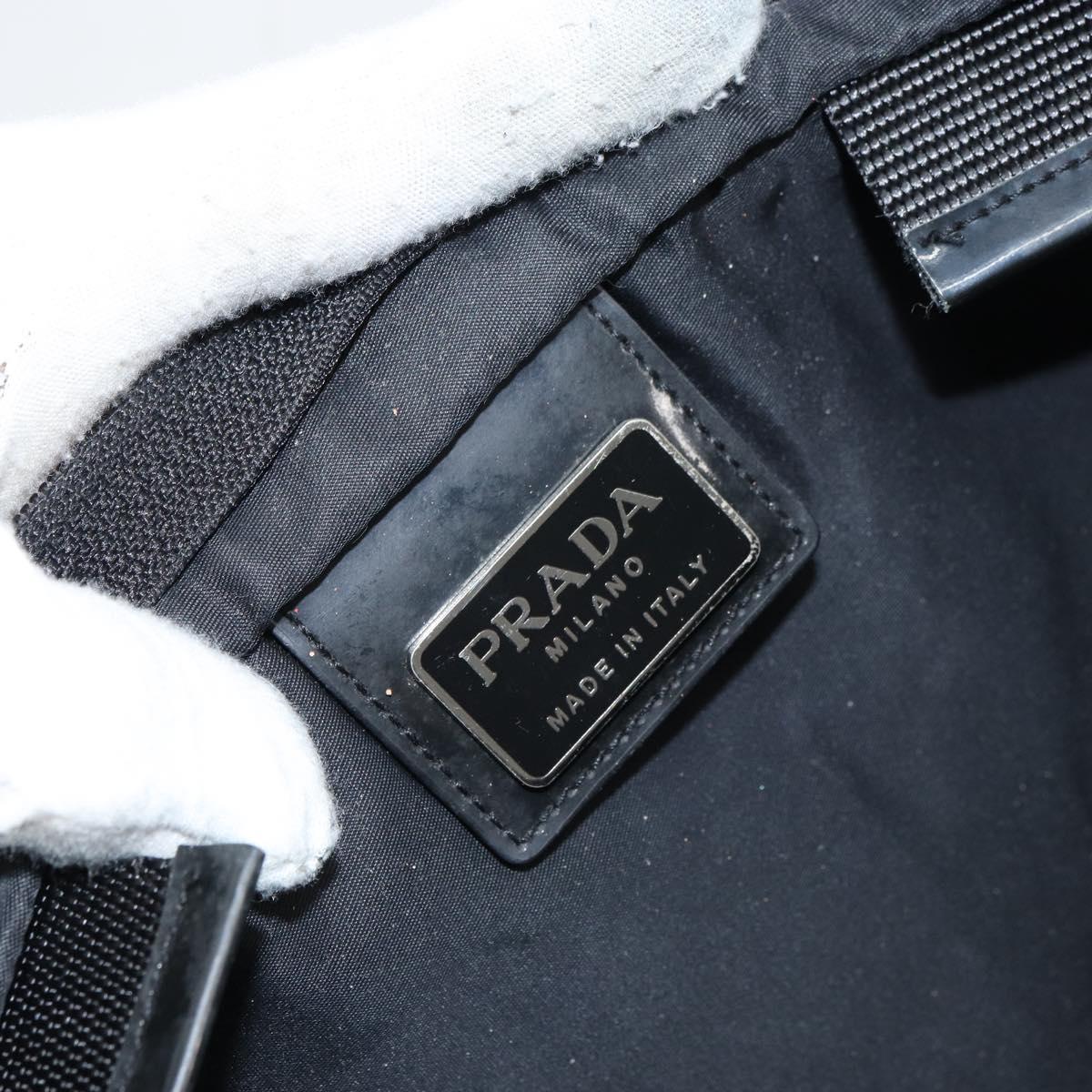PRADA Tote Bag Nylon Black Silver Auth bs31578