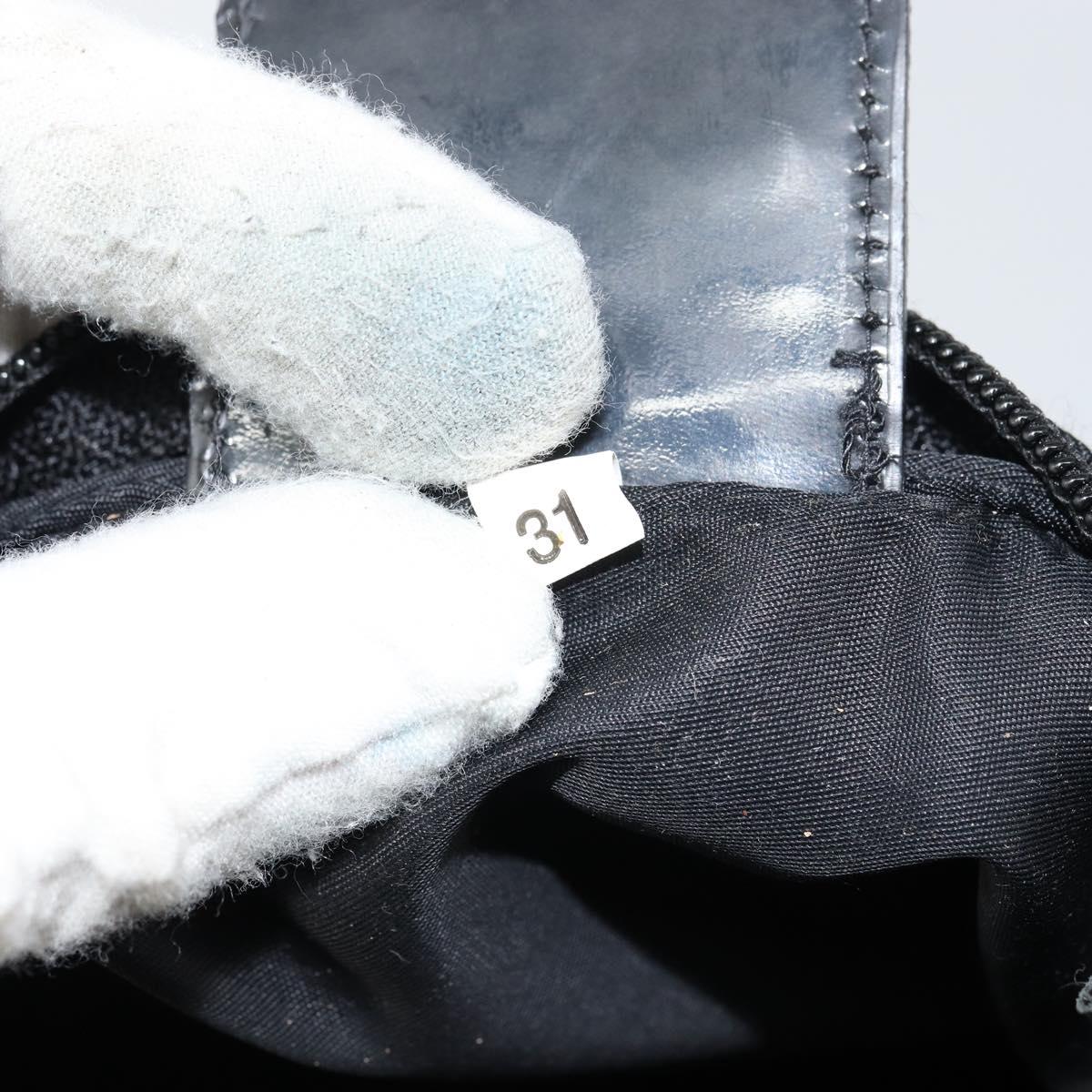 PRADA Tote Bag Nylon Black Silver Auth bs31578