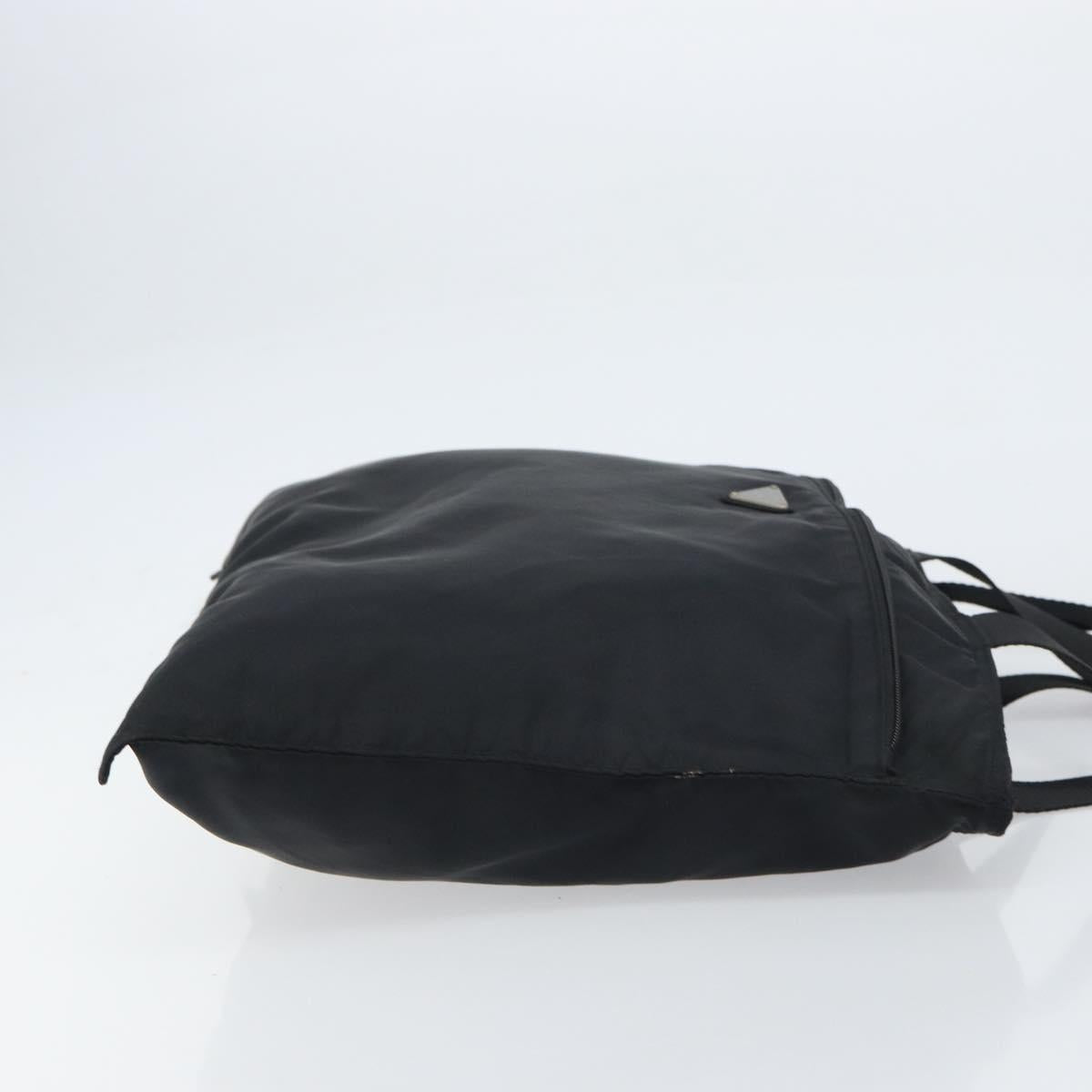 PRADA Tote Bag Nylon Black Silver Auth bs31578