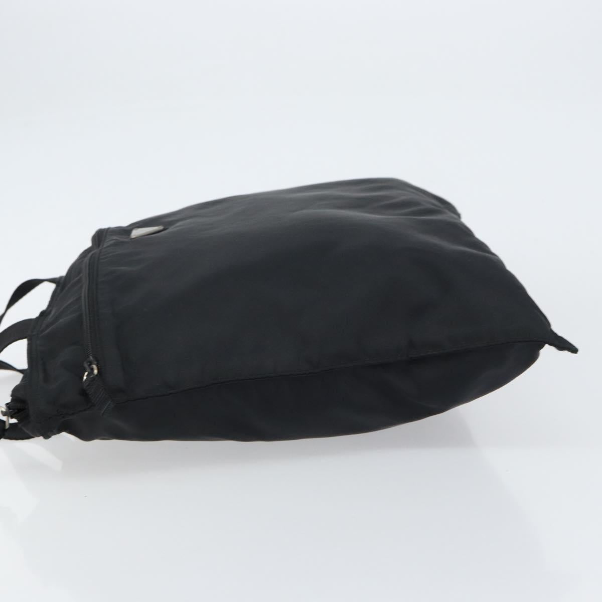 PRADA Tote Bag Nylon Black Silver Auth bs31578