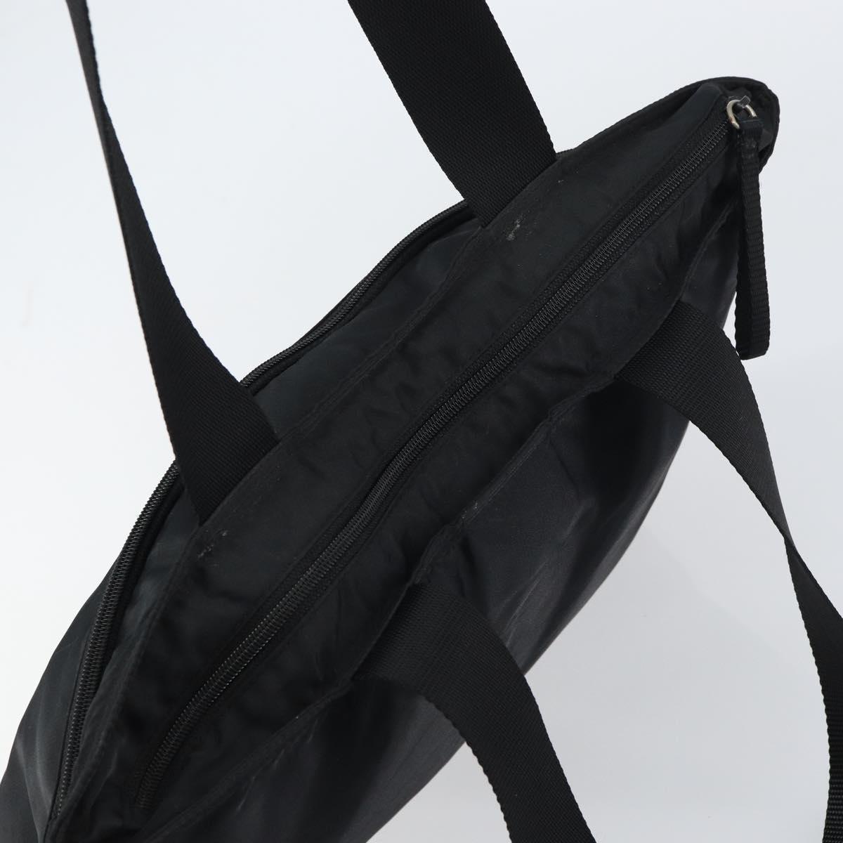 PRADA Tote Bag Nylon Black Silver Auth bs31578