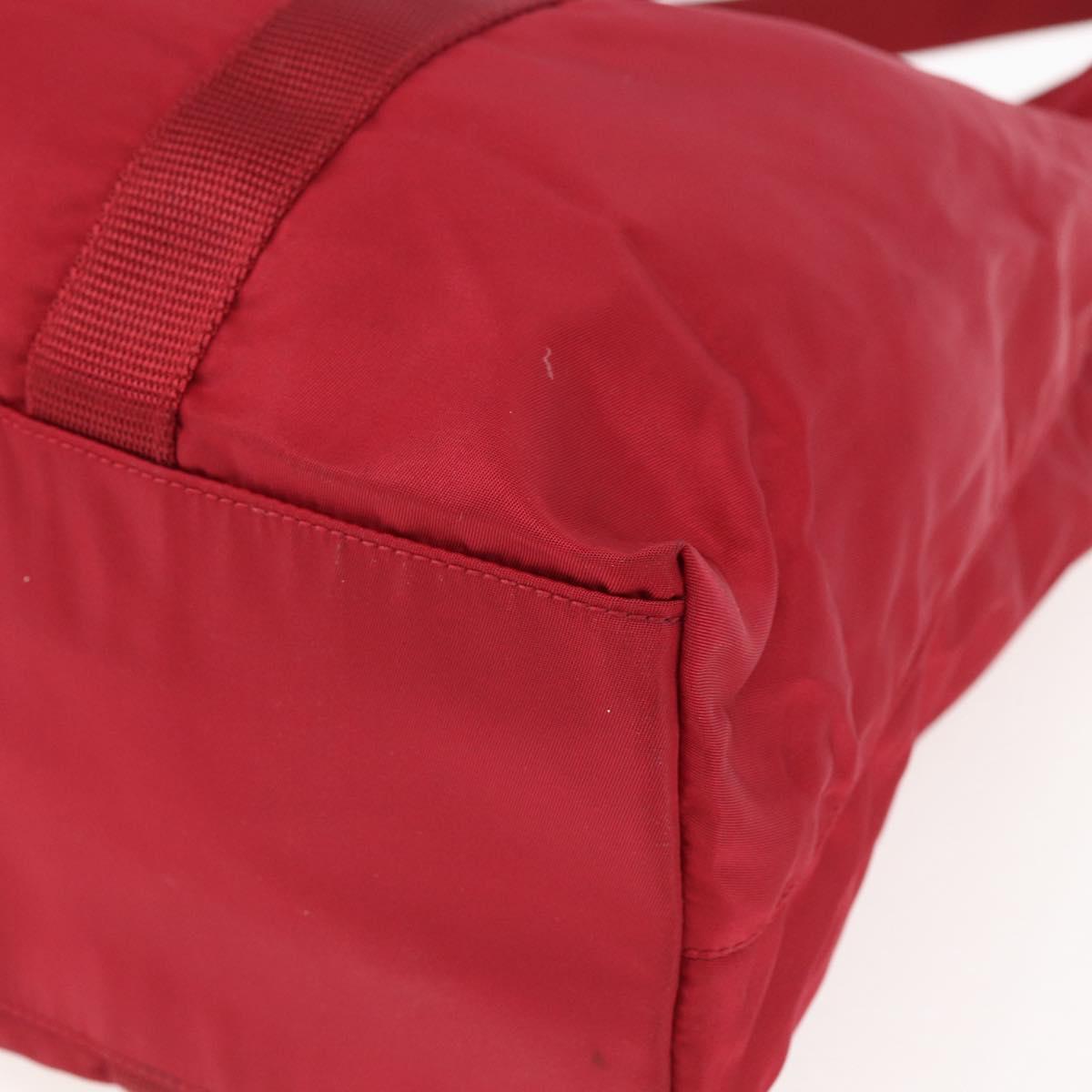PRADA Tote Bag Nylon Red Silver Auth bs31579