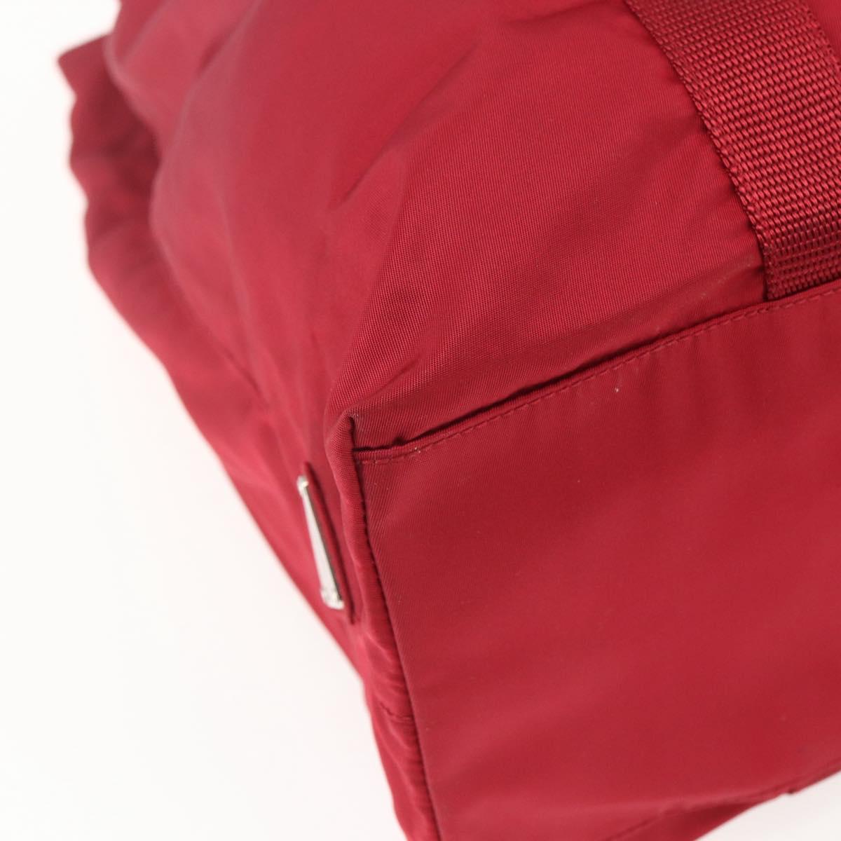 PRADA Tote Bag Nylon Red Silver Auth bs31579